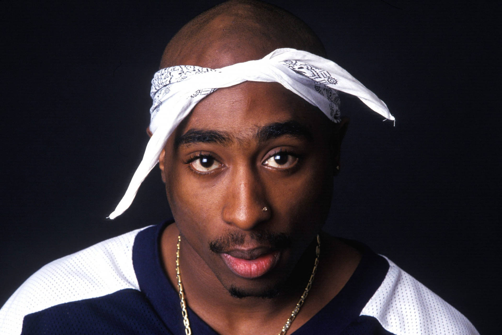 Dope Tupac With White Bandana Background