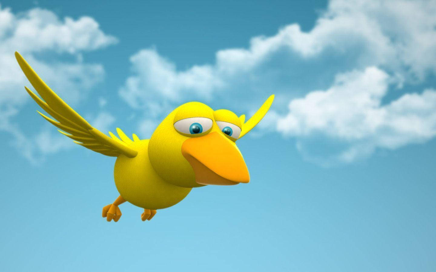 Dopey Face Yellow Bird Funny Cartoon Background