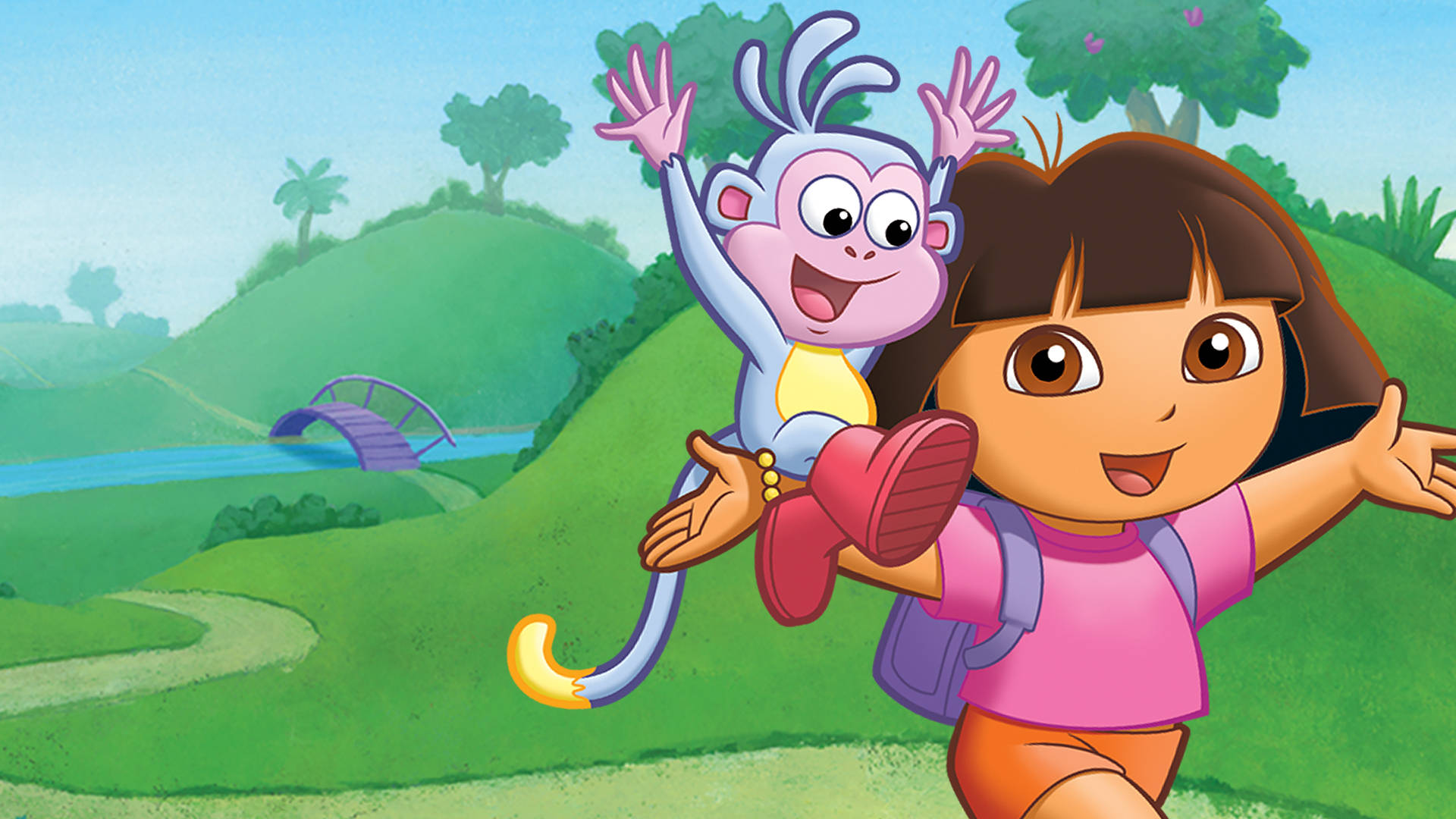 Dora The Explorer And Boots Walking Background