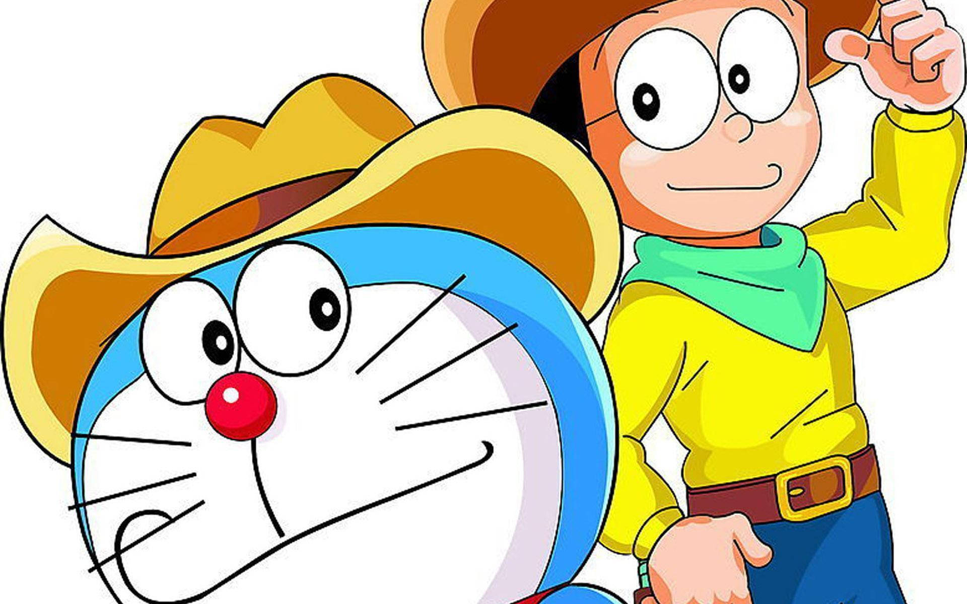 Doraemon And Nobita Cowboy Outfits Background