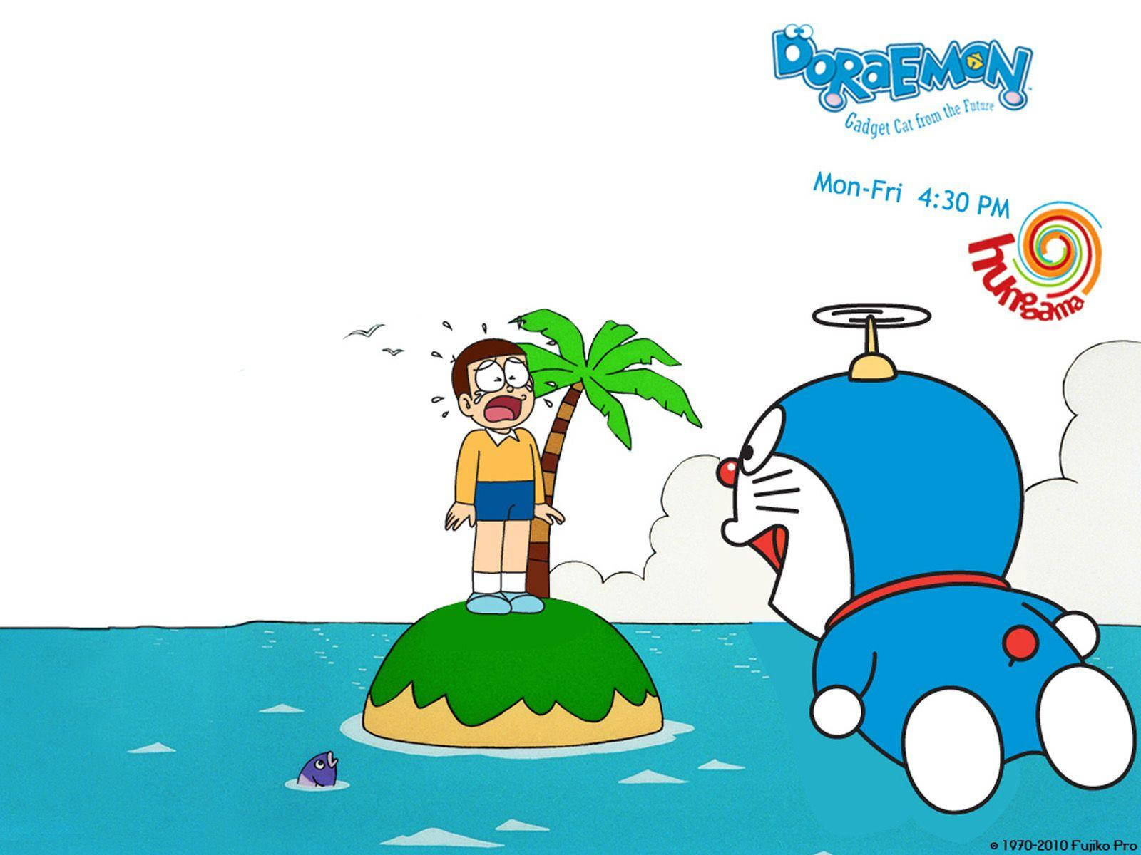 Doraemon And Nobita Island Art Background