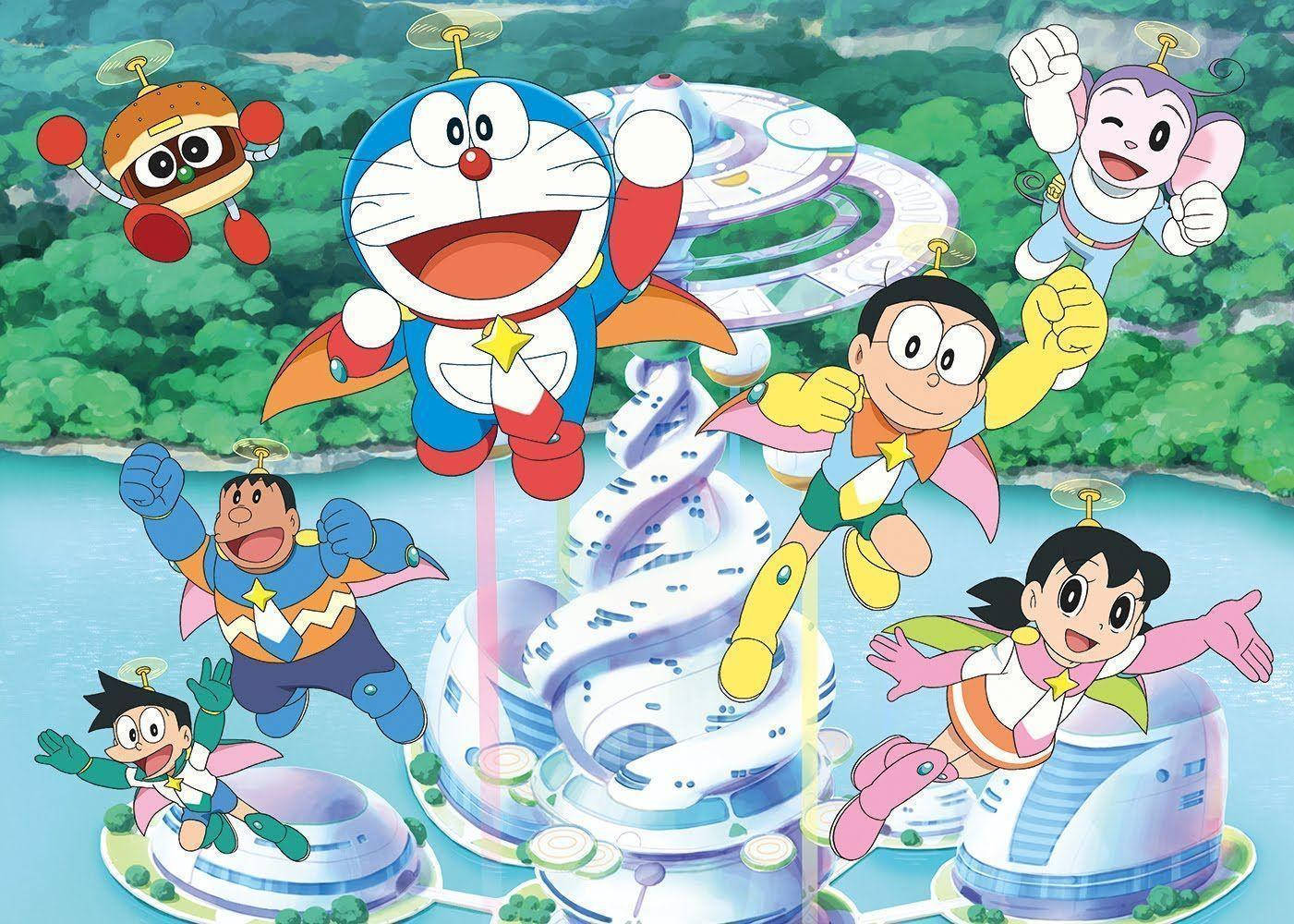 Doraemon Flying With Friends