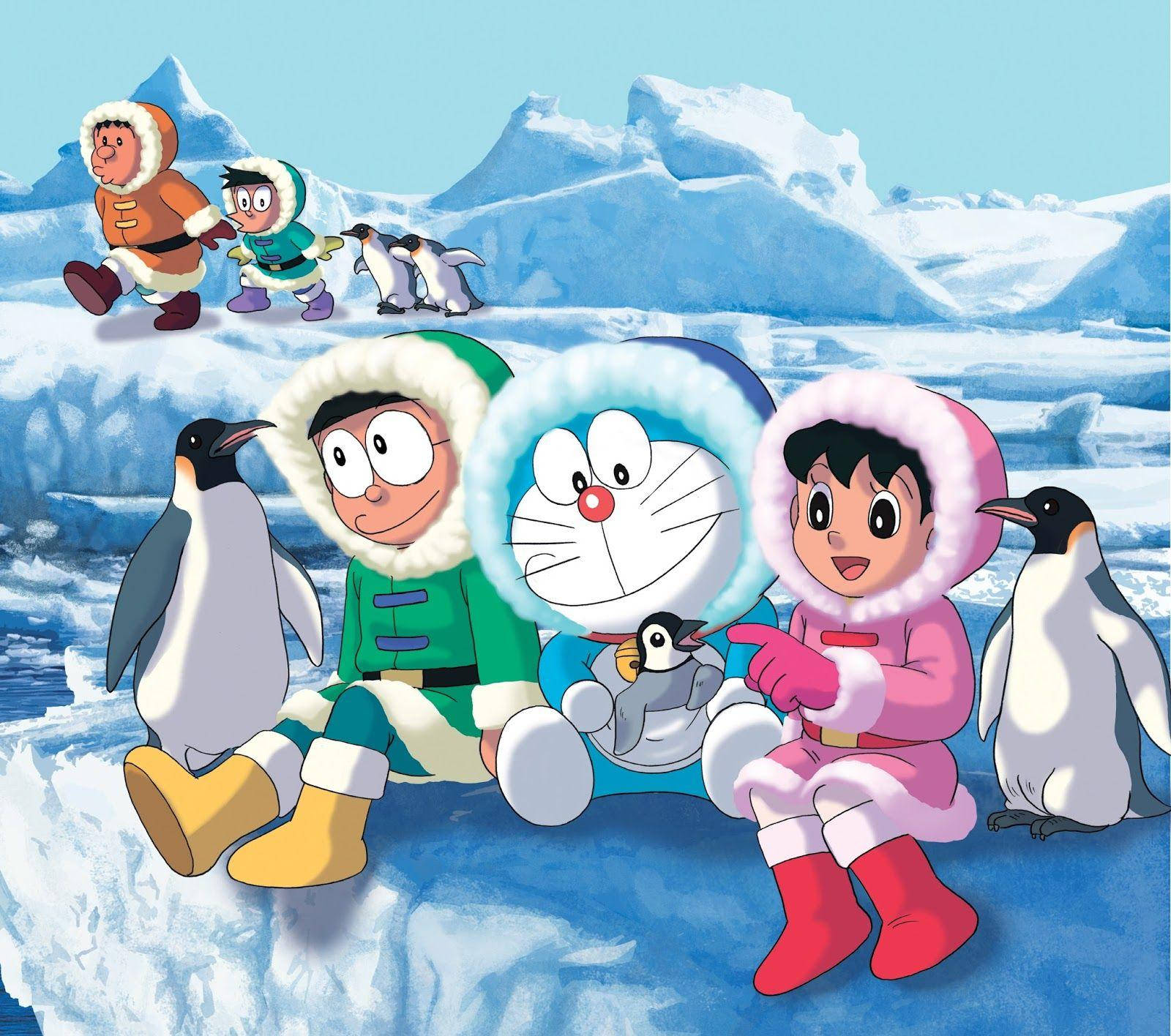 Doraemon In Snowland Background