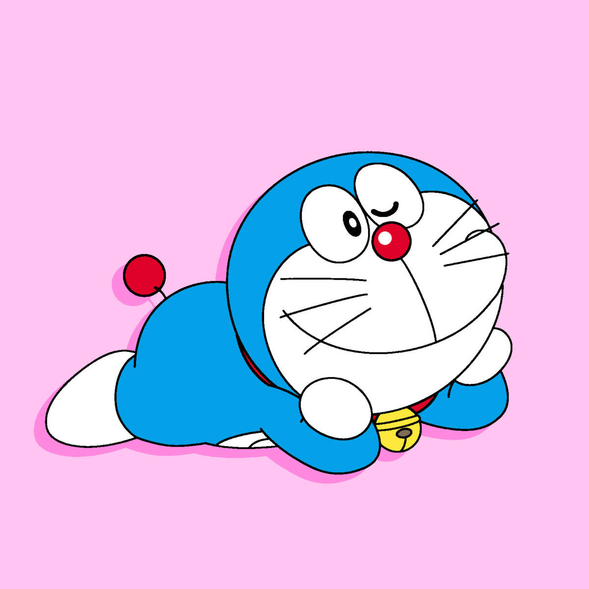 Doraemon Lying Sexily On Pink Backdrop 4k Background