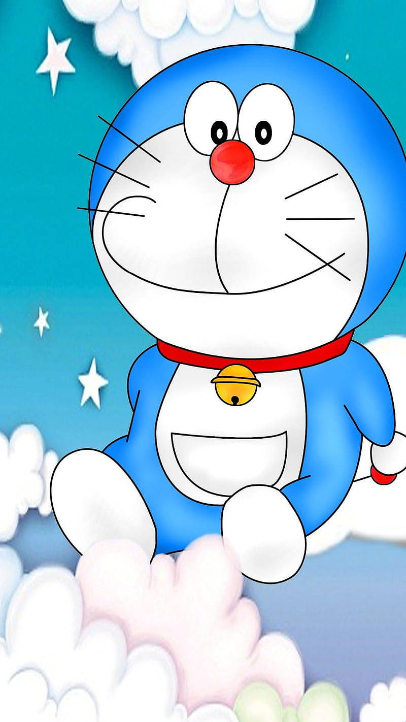Doraemon On Clouds Cartoon Iphone