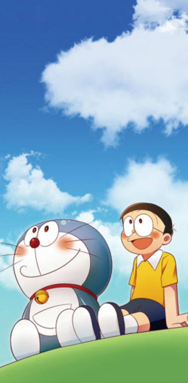 Doraemon Watching The Sky With Nobita 4k Background