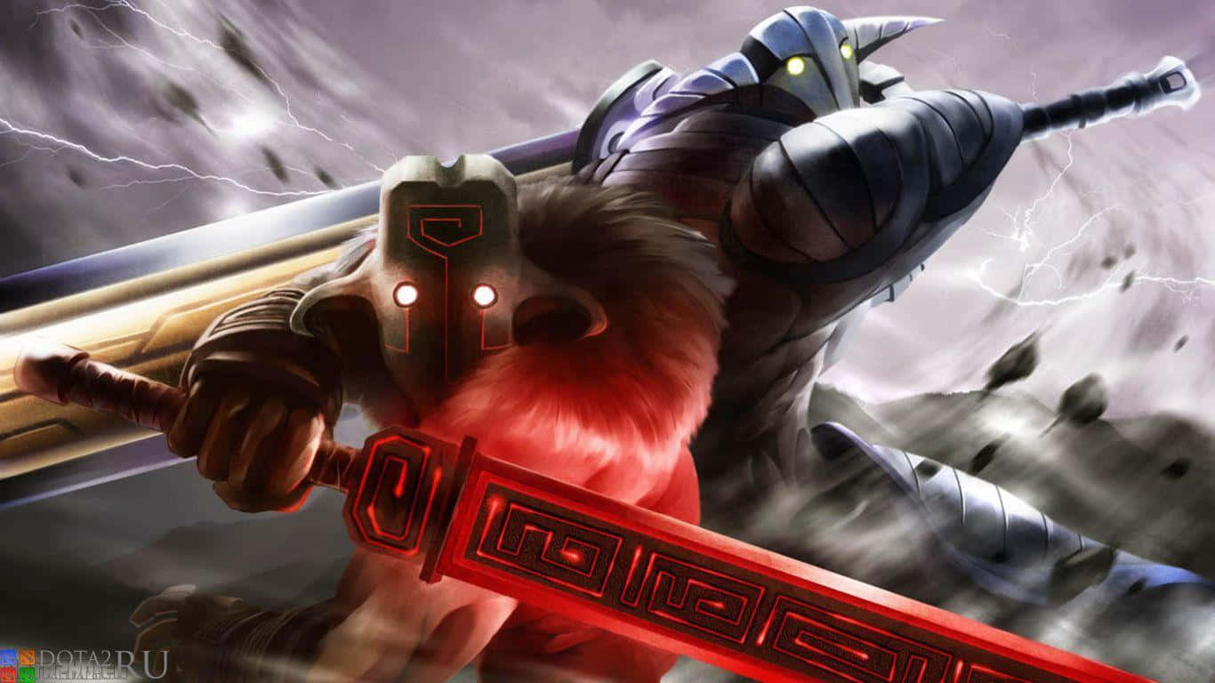 Dota 2 Juggernaut Fighting With Sven Background