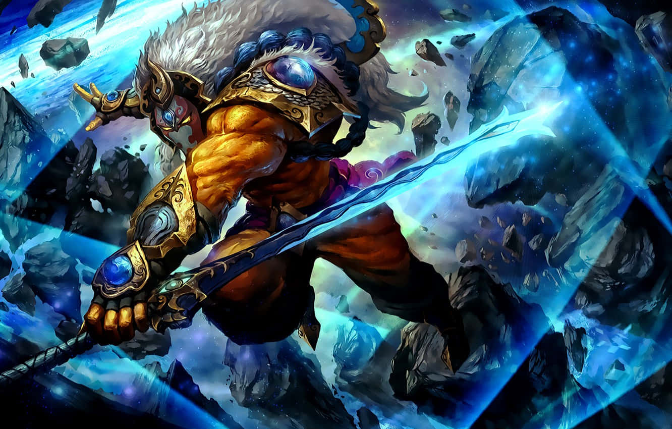 Dota 2 Juggernaut With A Blue Sword Background