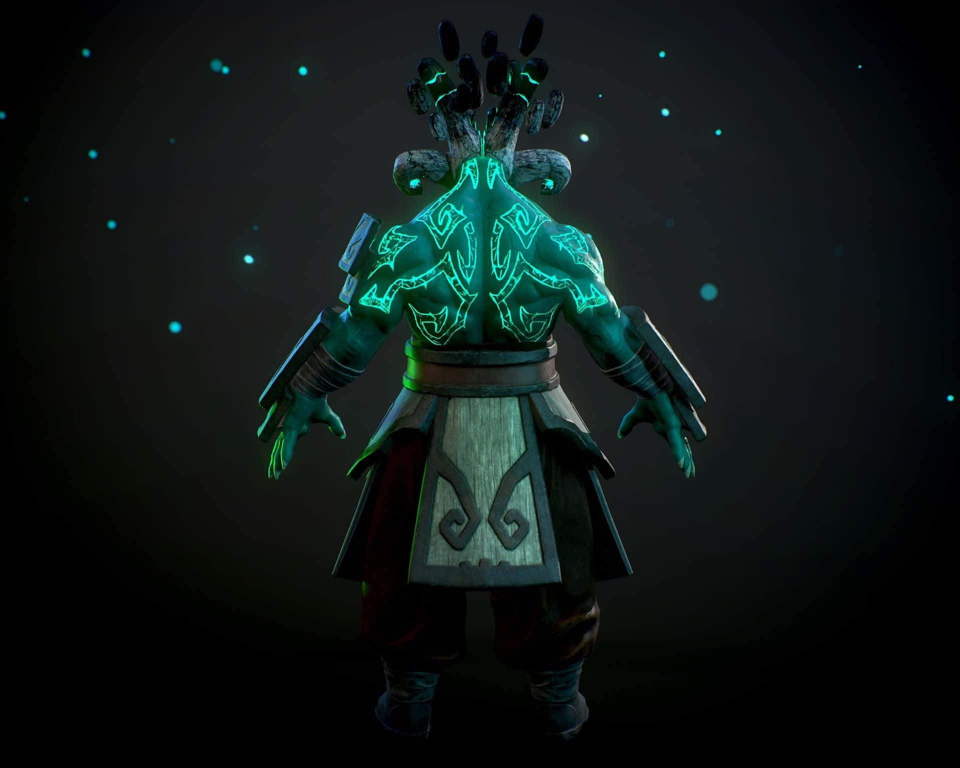 Dota 2 Juggernaut With Glowing Tattoo Background