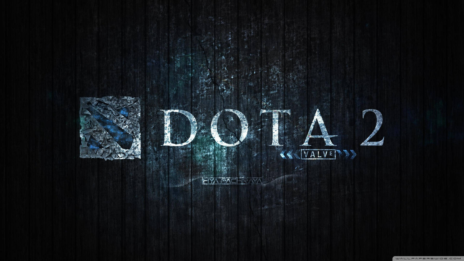 Dota 2 Logo Dark Blue Wood Background