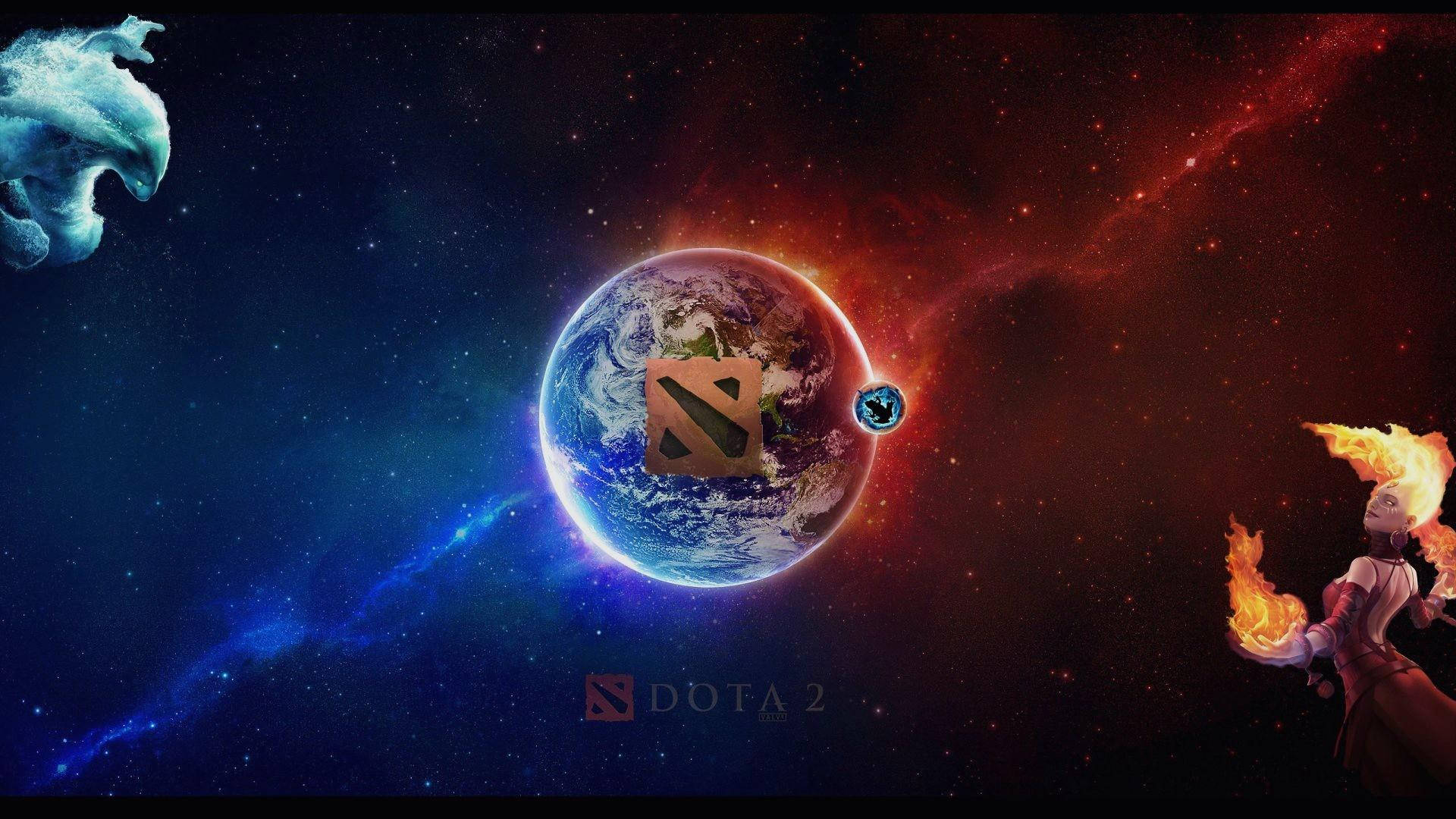 Dota 2 Logo Earth And Galaxy