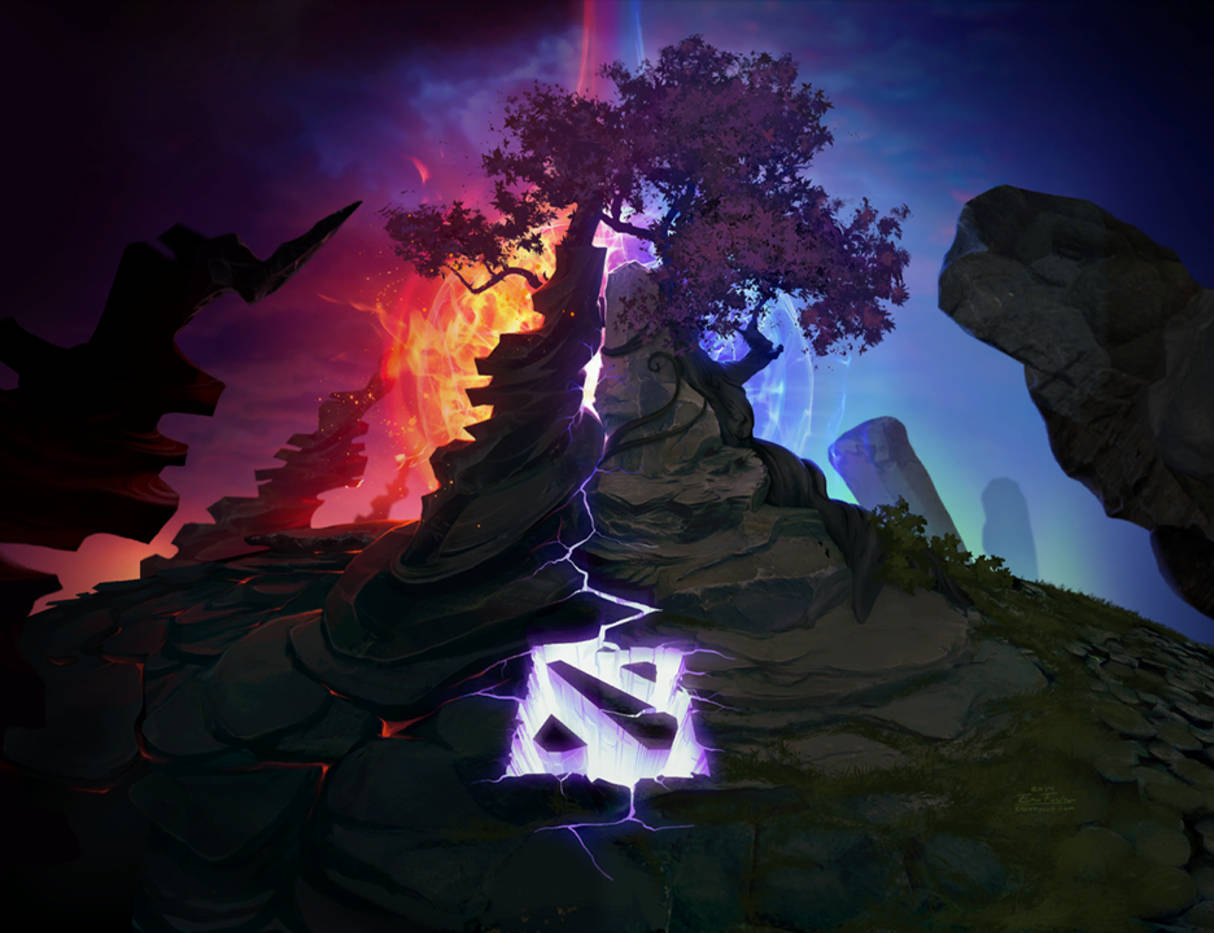 Dota 2 Logo Lightning Background