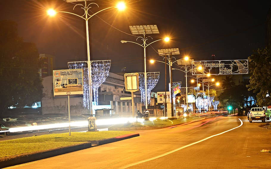 Douala Night Stroll At The Largest City In Cameroon Background