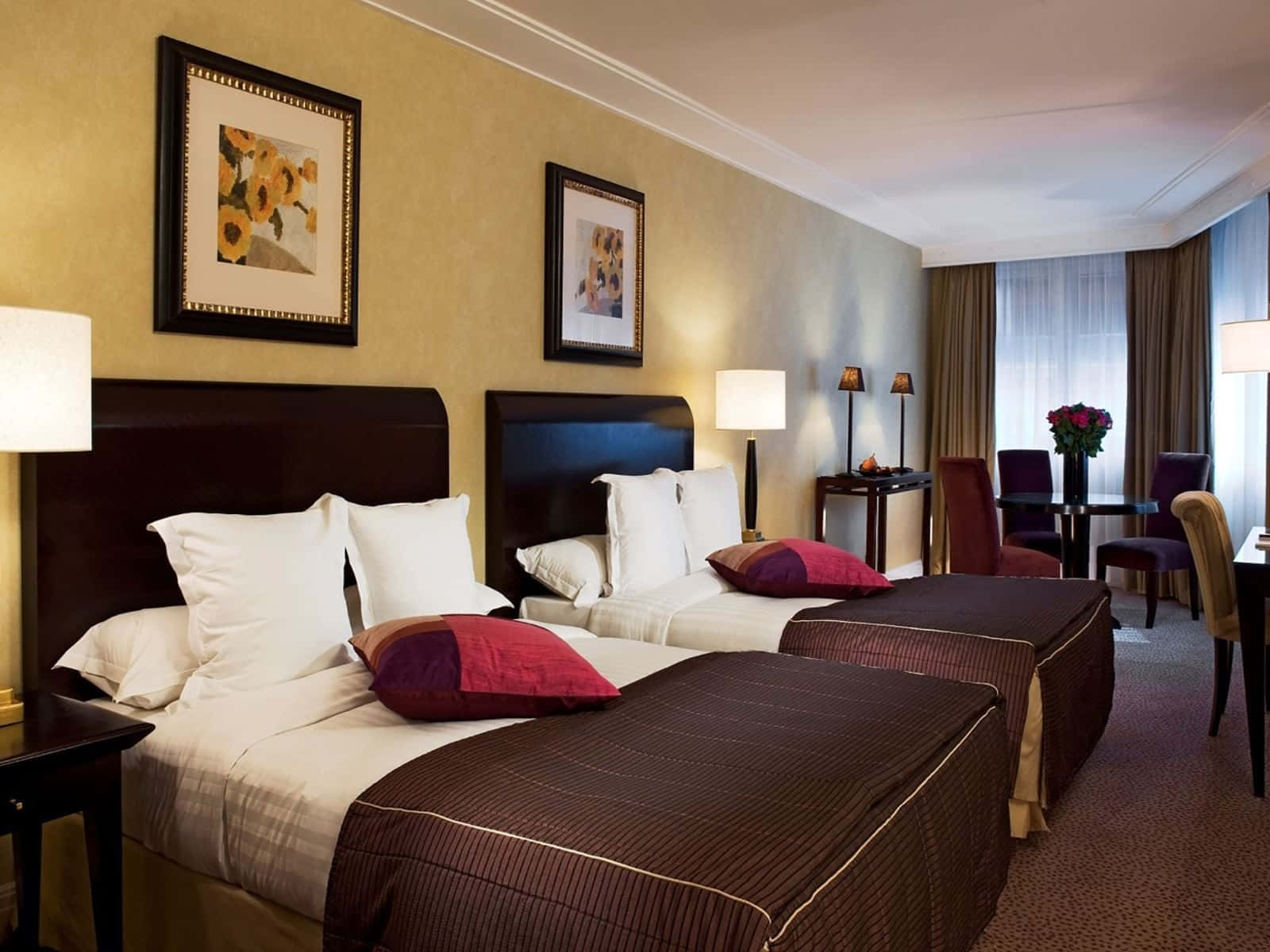 Double Beds Hotel Room Warwick Paris Background