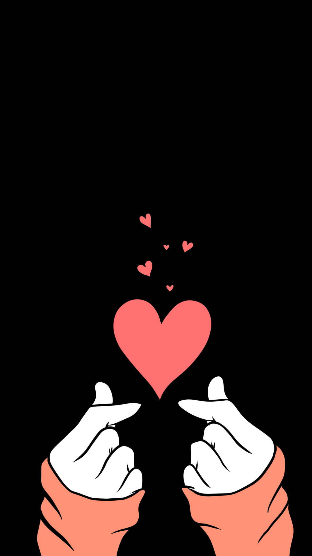 Double Finger Heart In The Dark Background