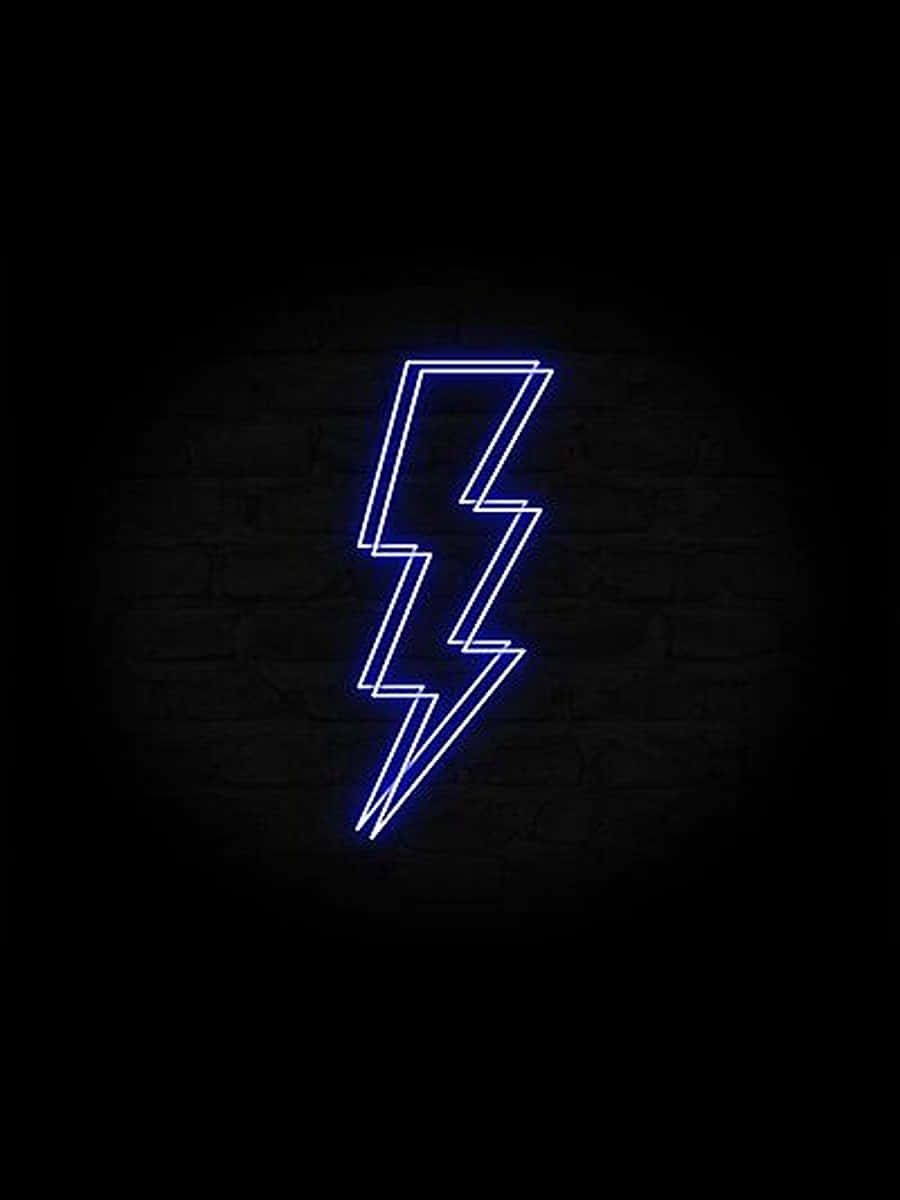 Double Lined Blue Neon Lightning Bolt Logo