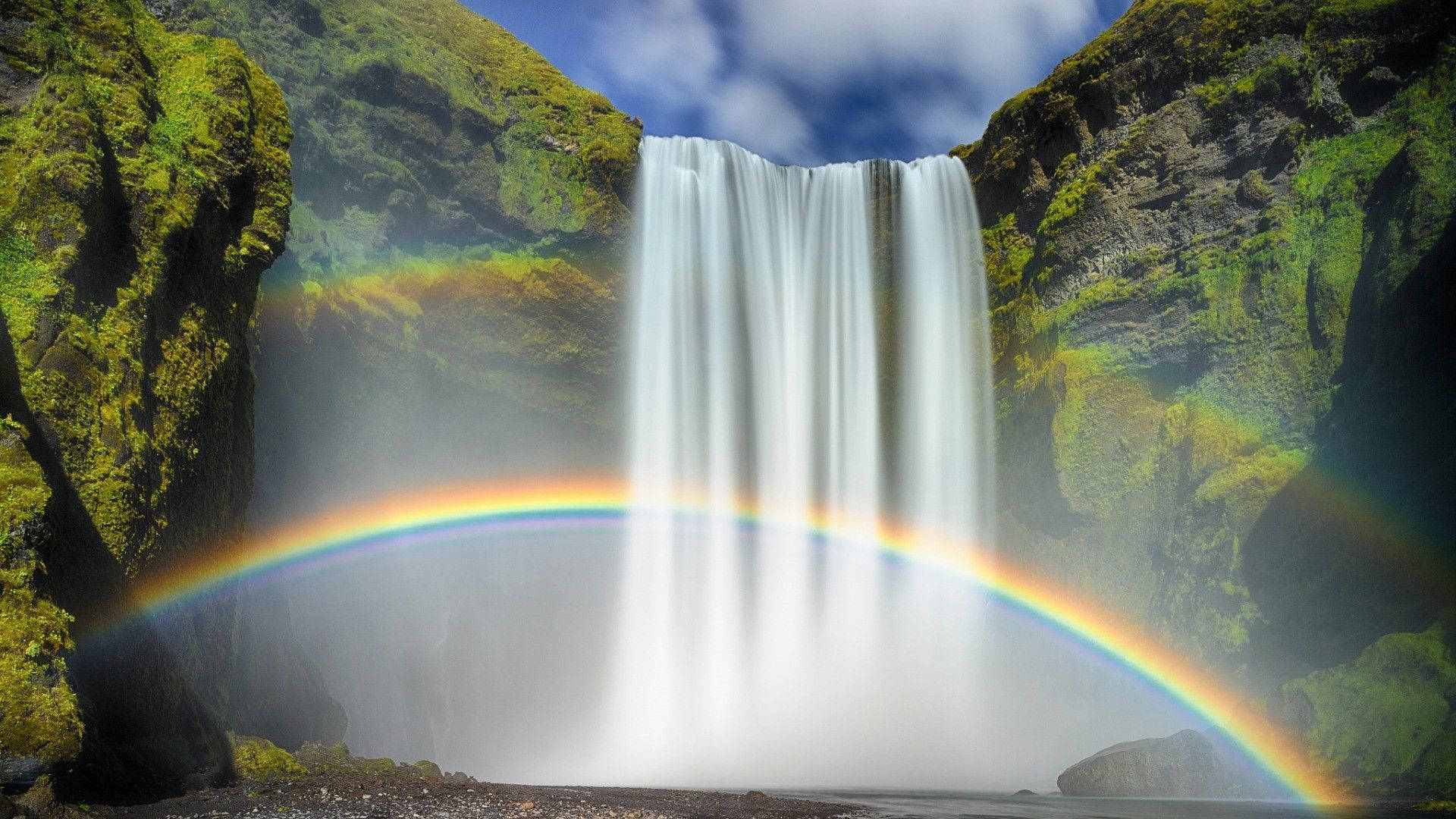 Double Rainbows Skogafoss Beautiful Waterfall