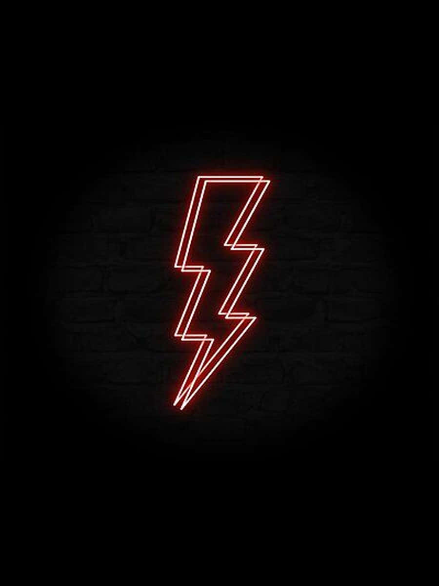 Double White Neon Lightning Mark In Black Background