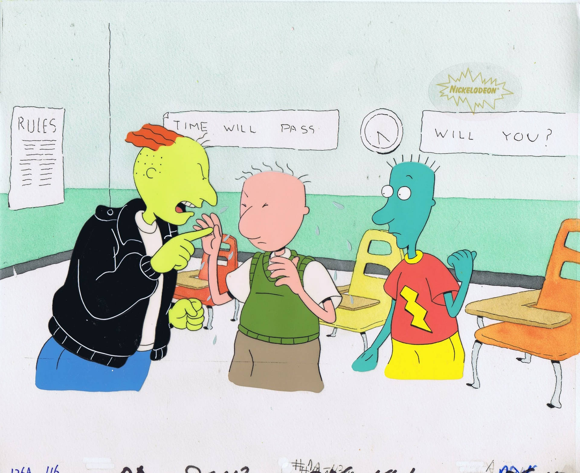 Doug Funnie, Skeeter Valentine, And Roger Klotz In A Memorable Scene From The Beloved Cartoon, Doug. Background