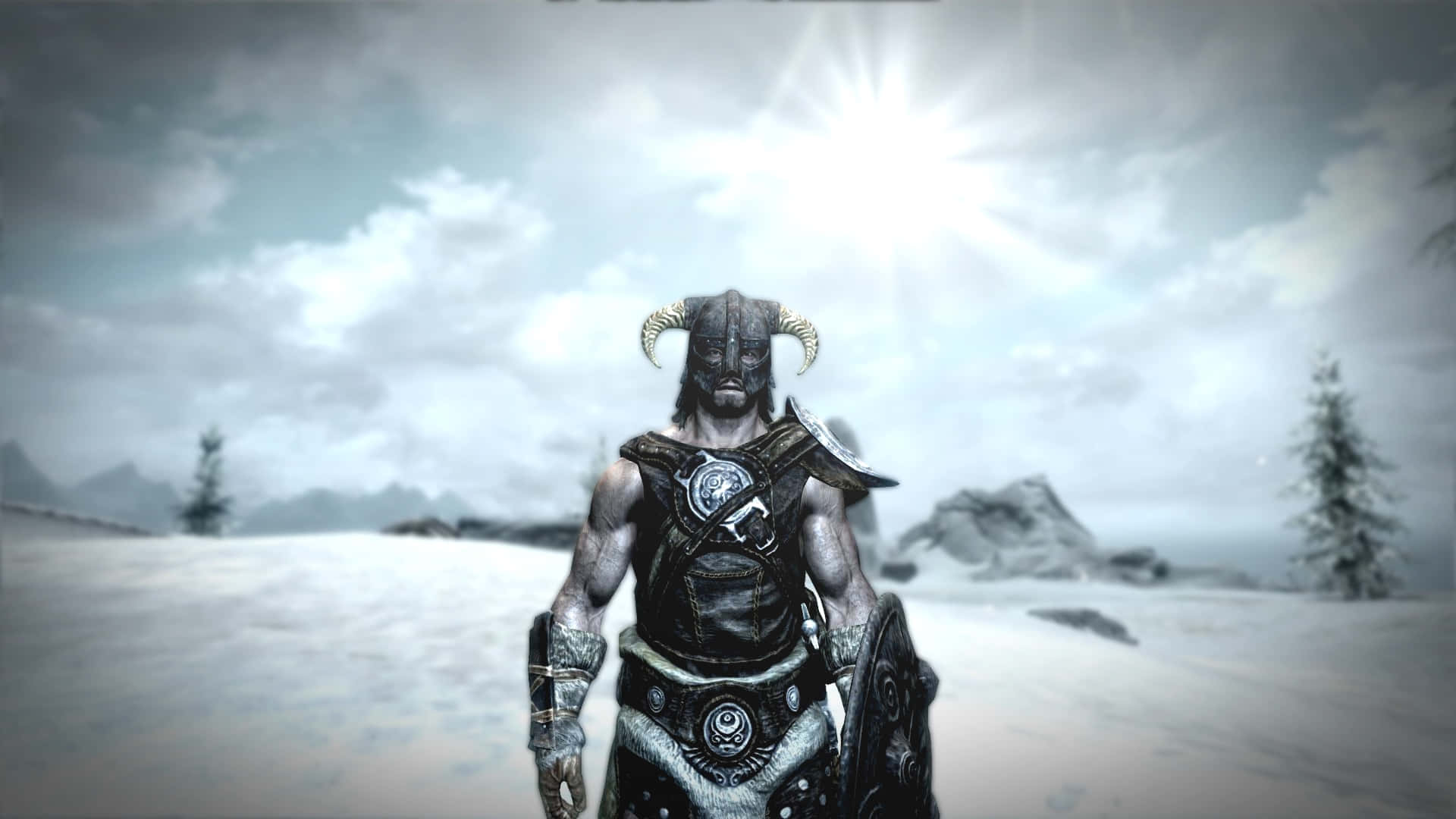 Dovahkiin In Action Amidst The Stunning Landscape Of Skyrim