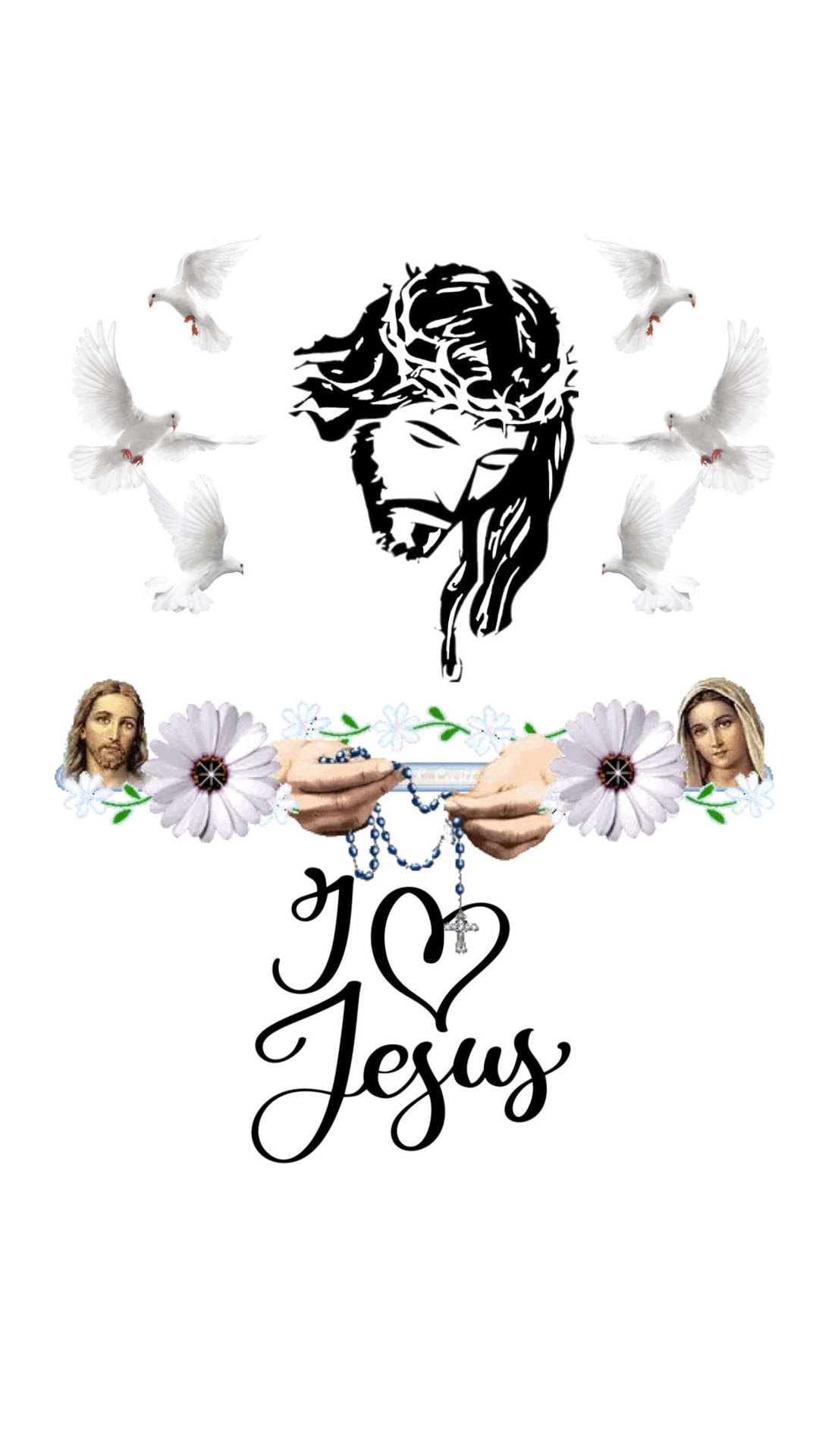 Doves And Flowers I Love Jesus Iphone Background