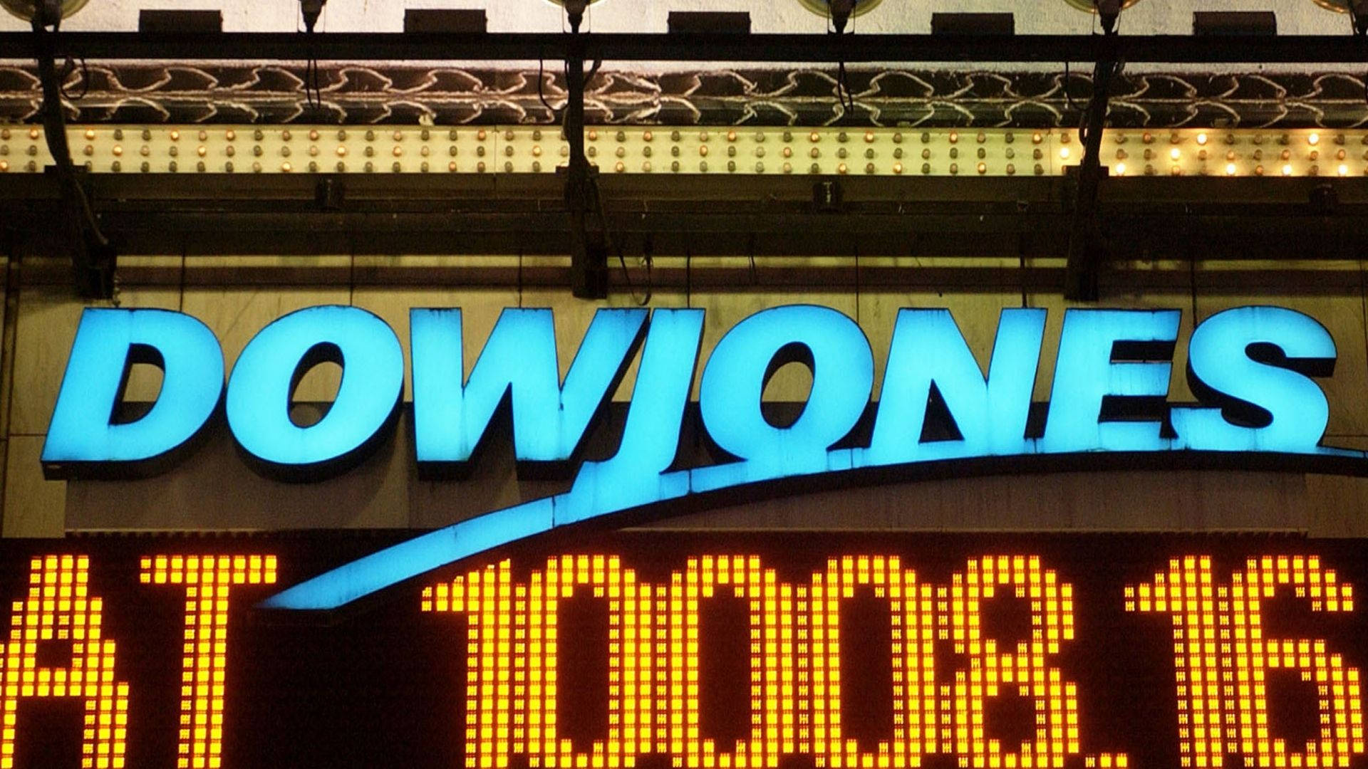 Dow Jones Led On Street Background