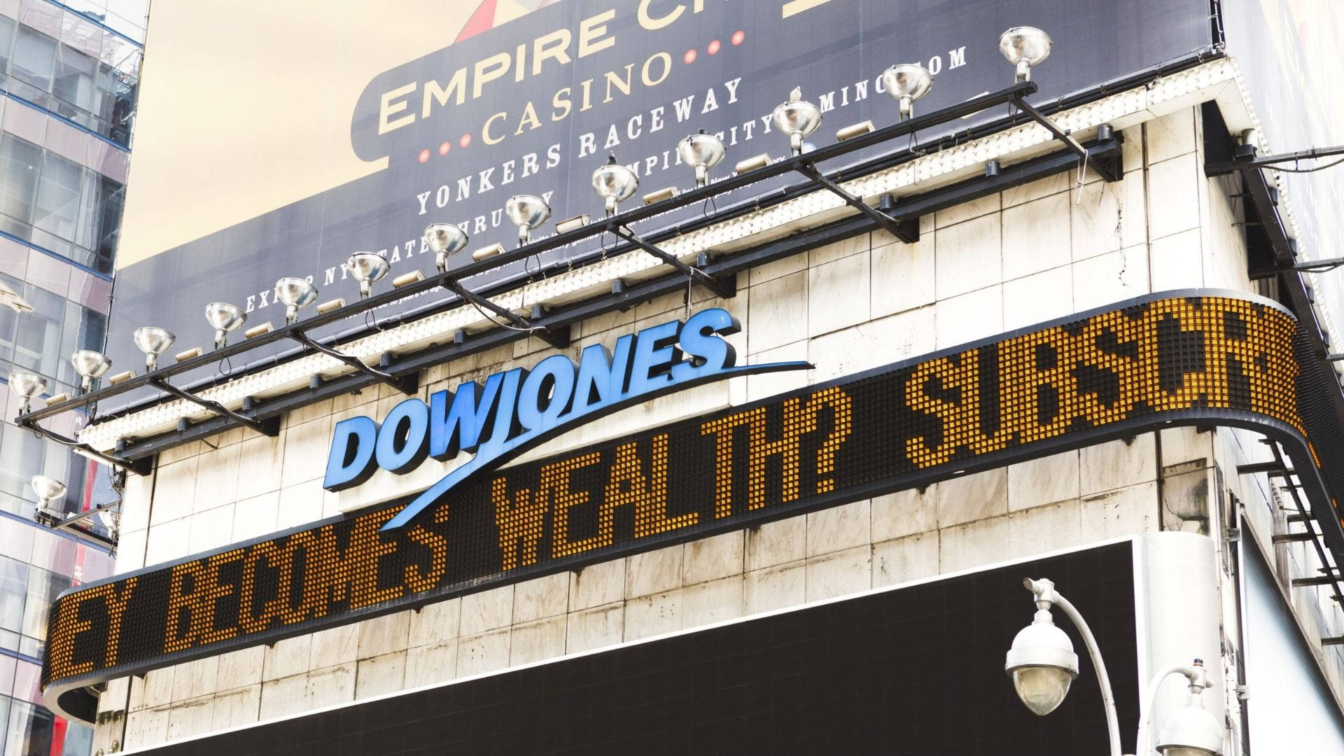 Dow Jones On Building Background