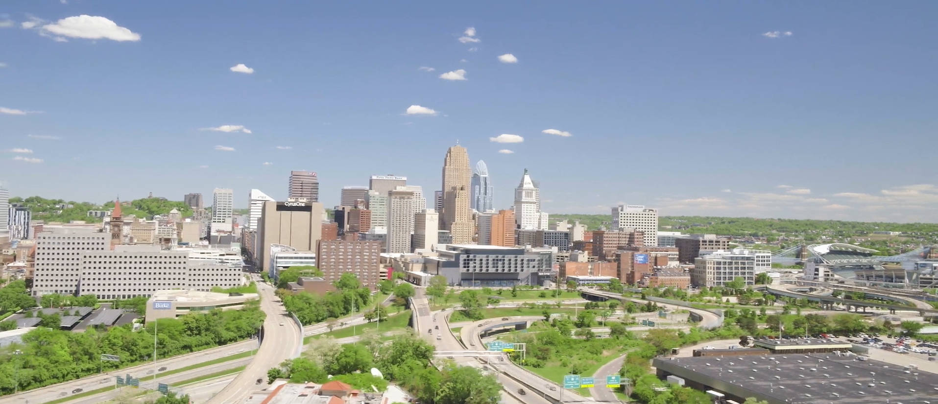 Downtown Cincinnati Ohio Aerial View