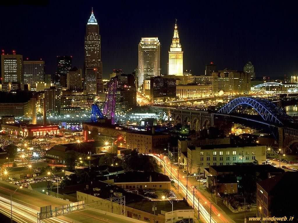 Downtown Cleveland Ohio At Night Background