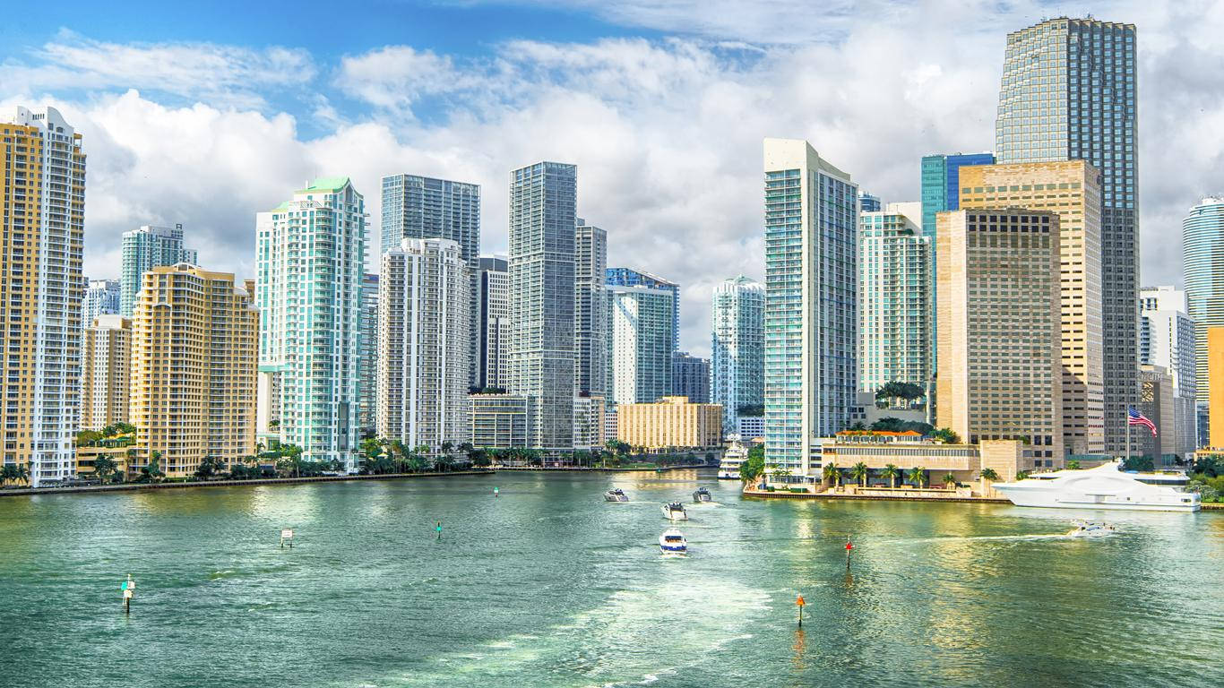 Downtown Miami Florida City Skyline Background