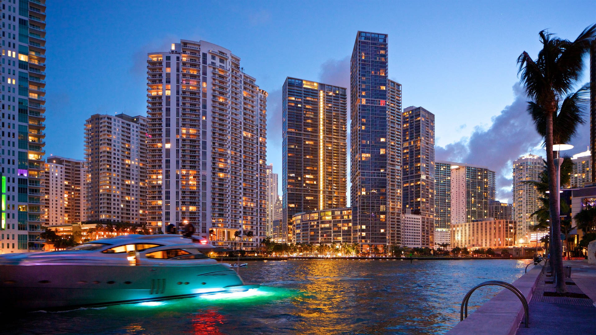 Downtown Miami Skyline At Night