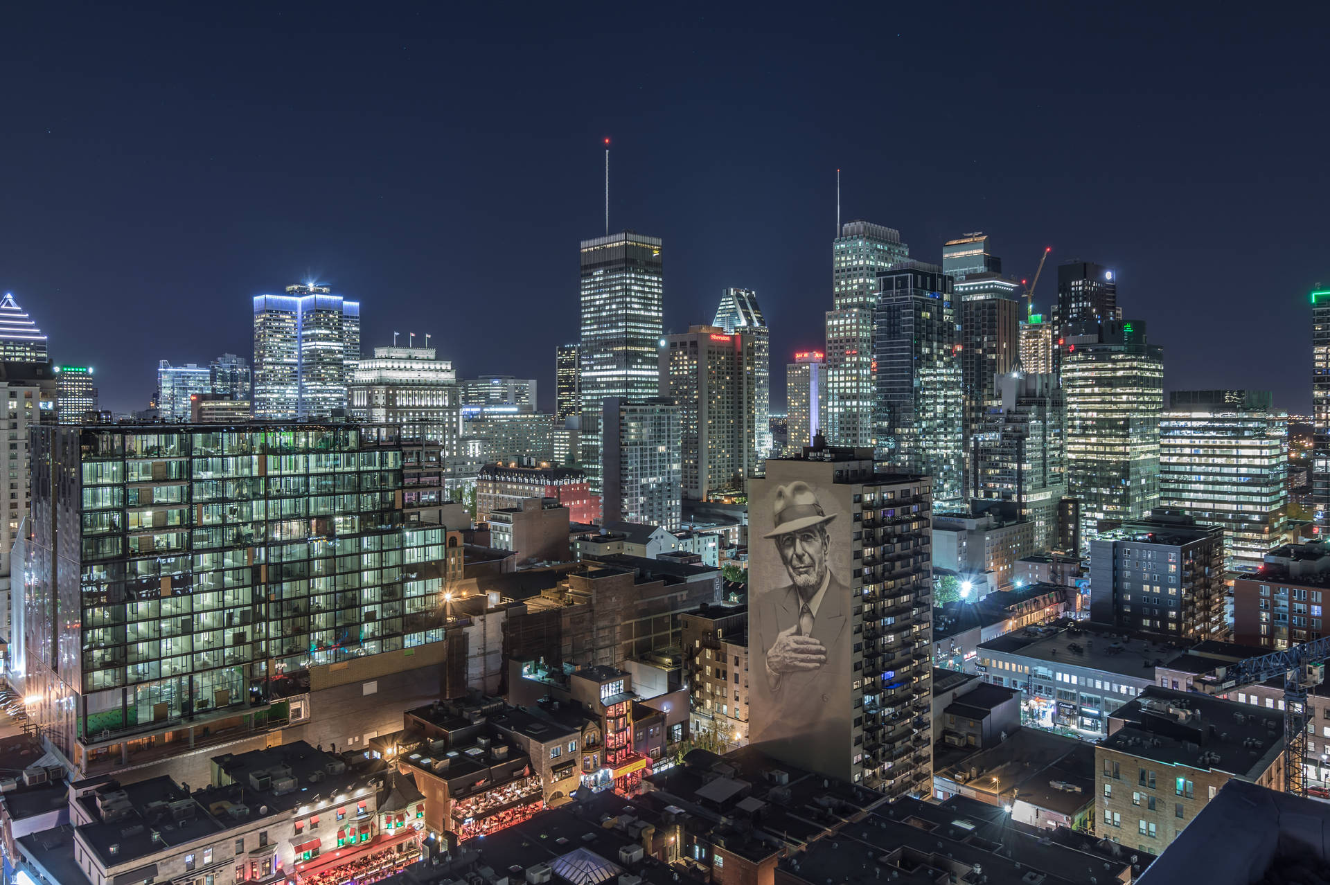 Downtown Montreal Quebec At Night Background