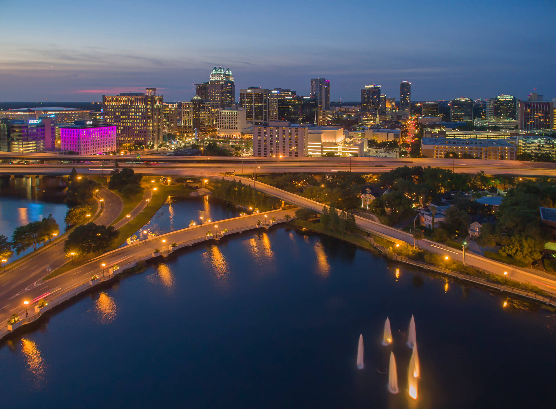 Downtown Orlando Florida Aerial View