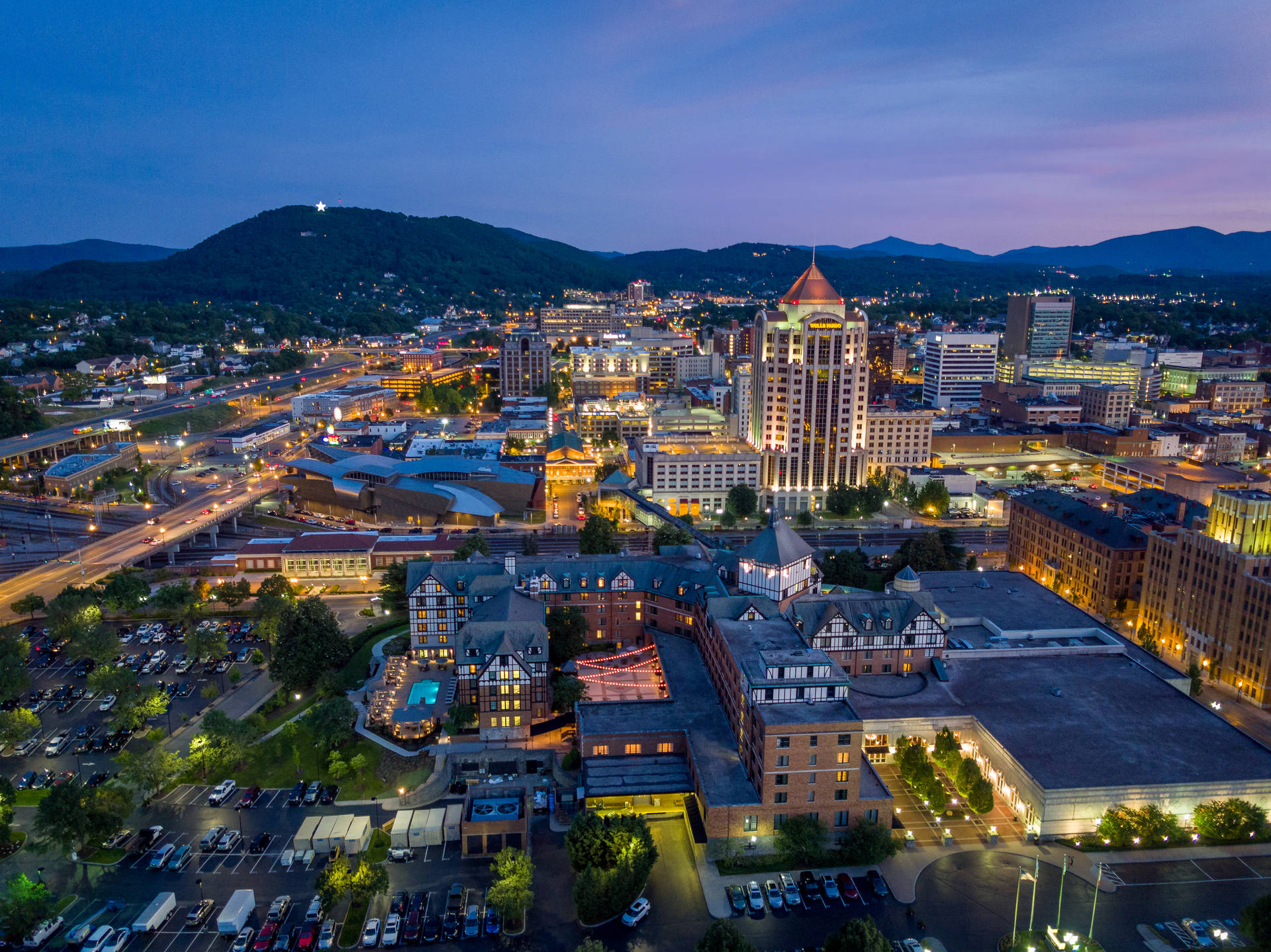 Downtown Roanoke Virginia At Night