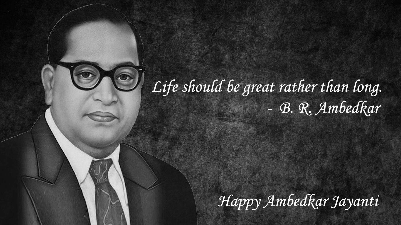 Dr Babasaheb Ambedkar Black And White With Quote Background