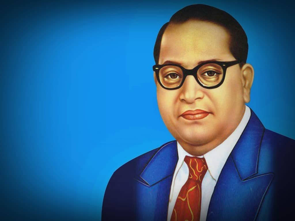 Dr Babasaheb Ambedkar On Blue Background