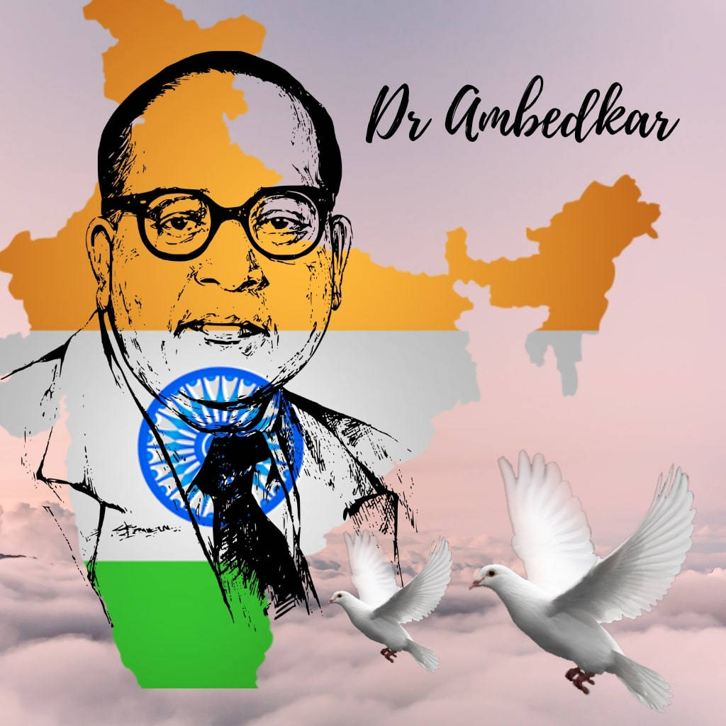 Dr Babasaheb Ambedkar With India Flag Design Background