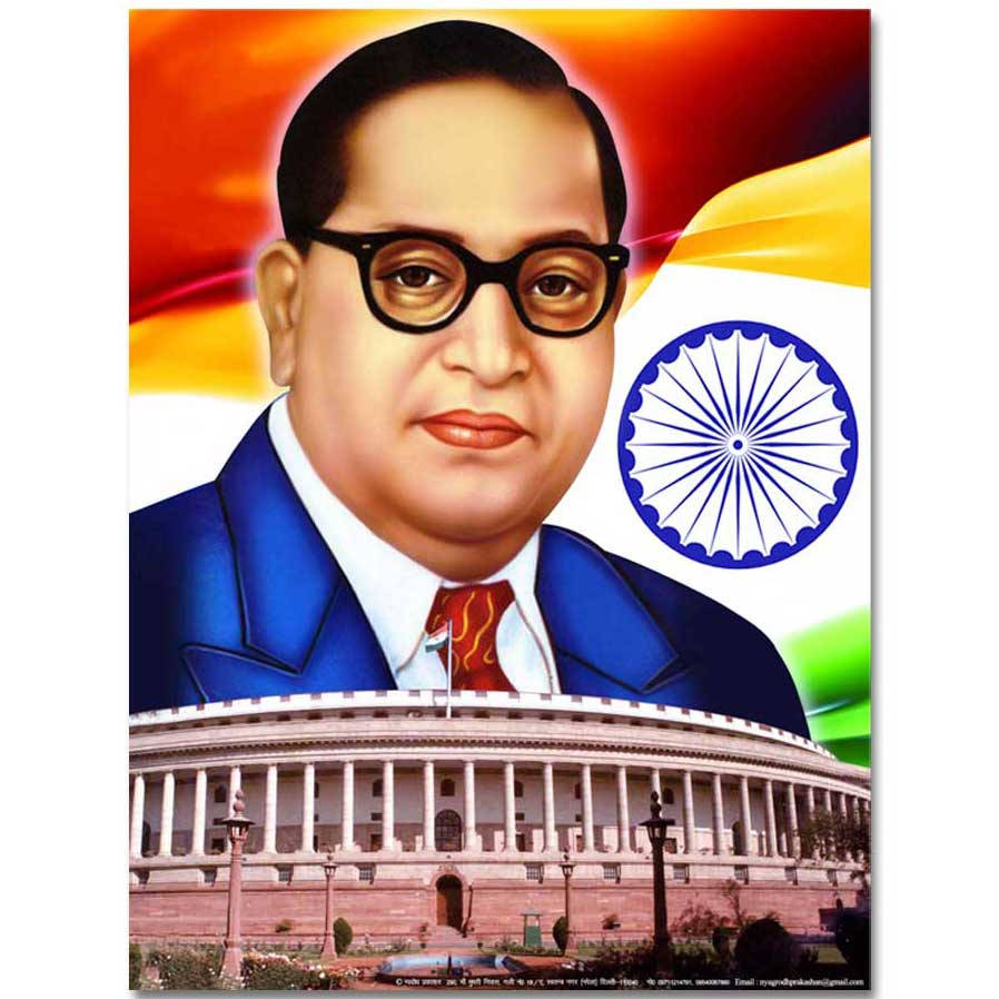 Dr. Babasaheb Ambedkar With Indian Flag And Historic Building