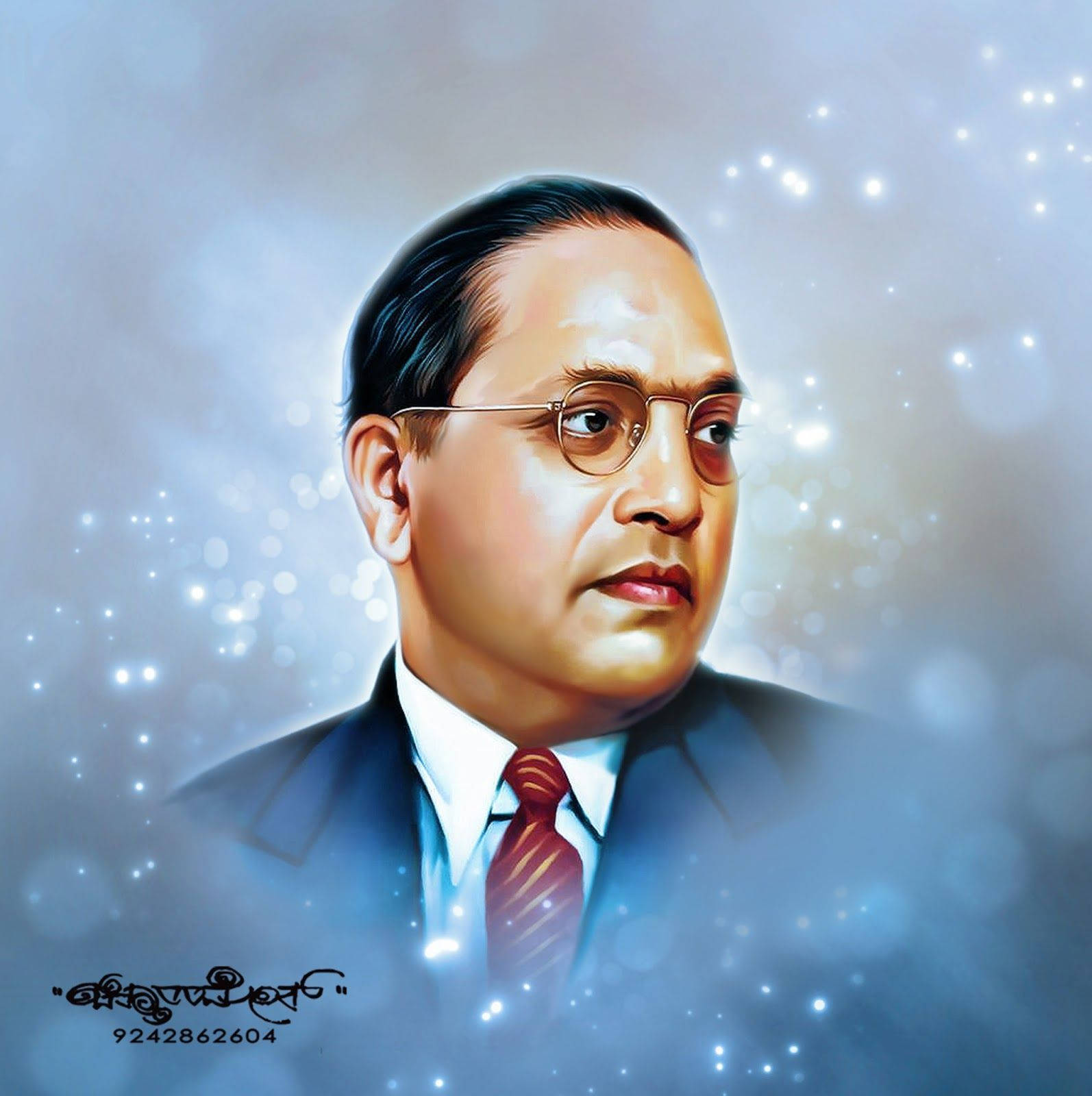 Dr Babasaheb Ambedkar With Sparkles Background