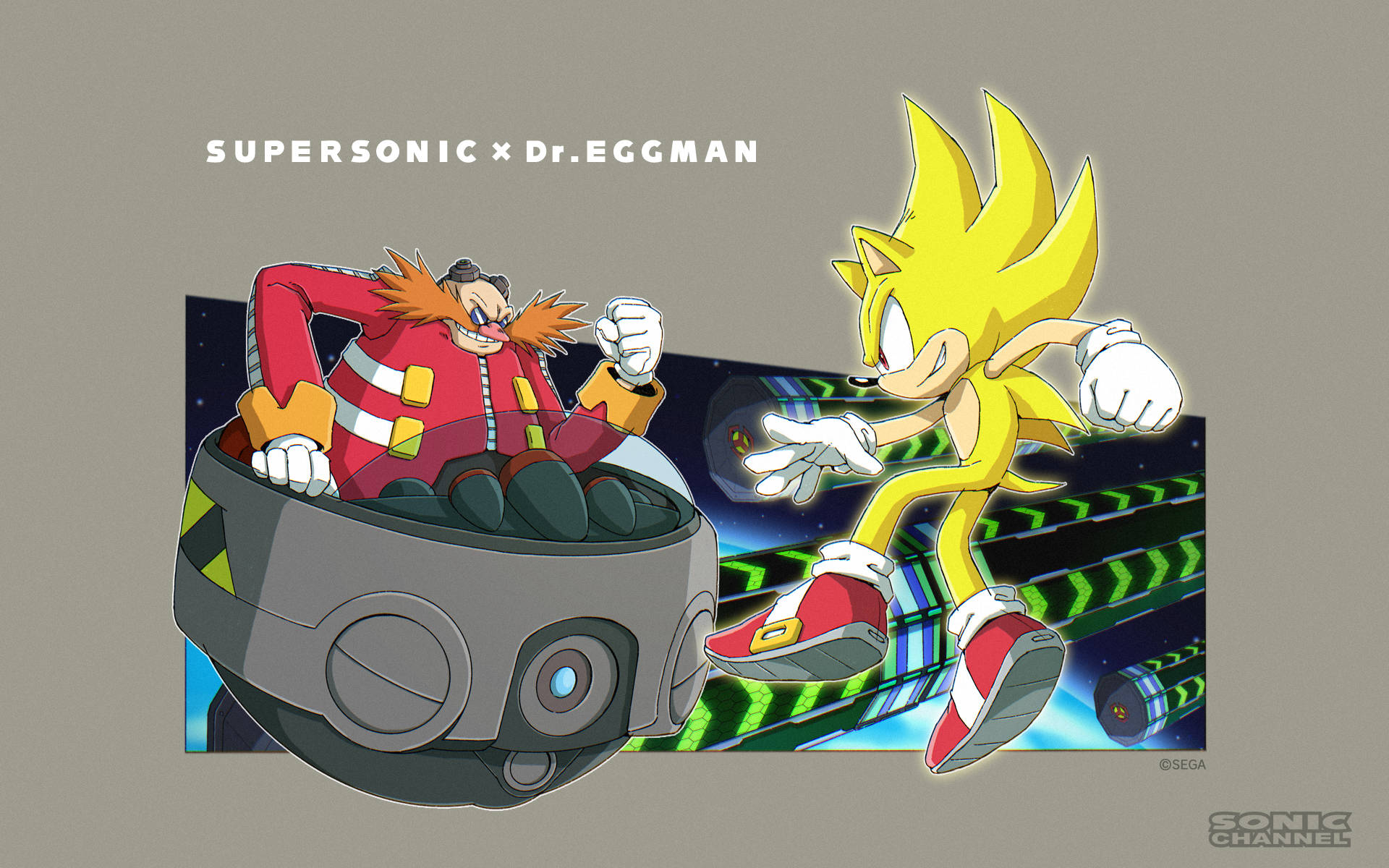 Dr Eggman & Super Sonic Yellow Background