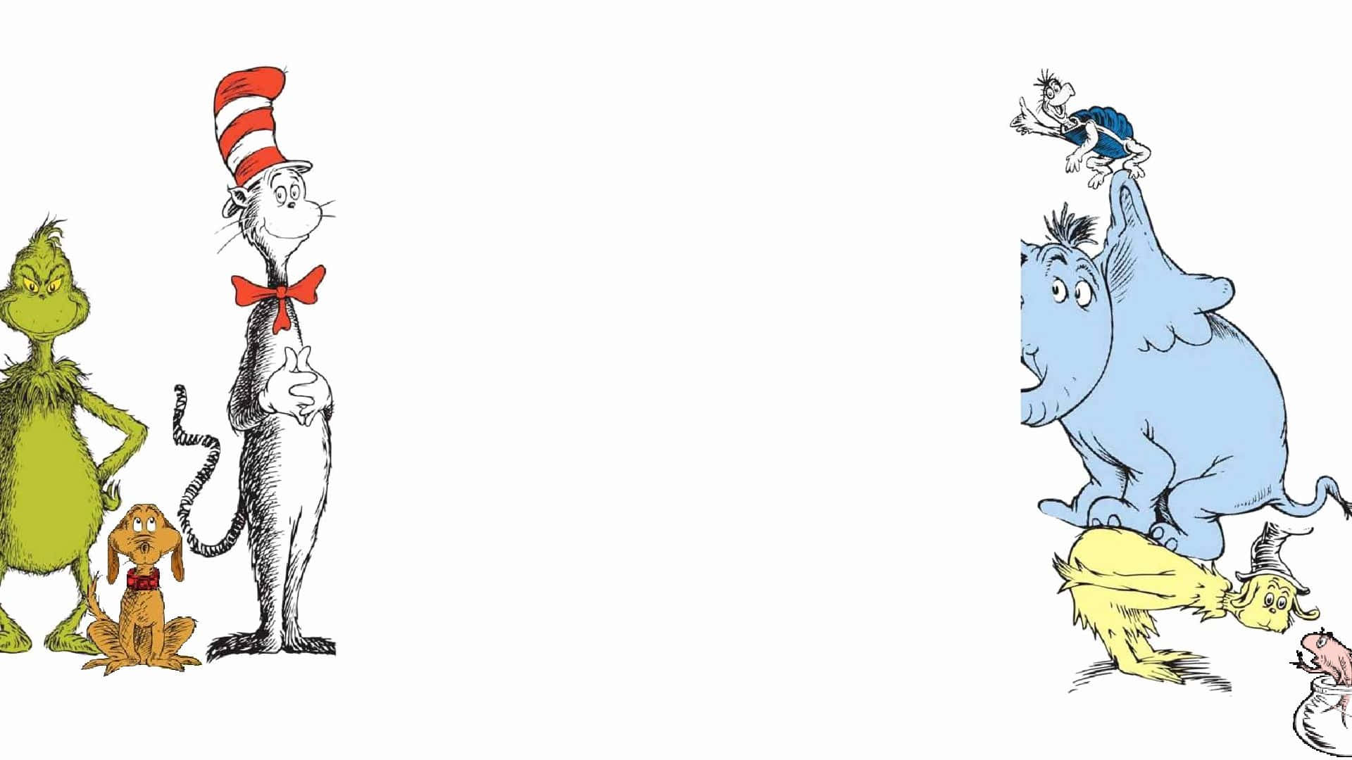 Dr Seuss Characters In A Cartoon Background