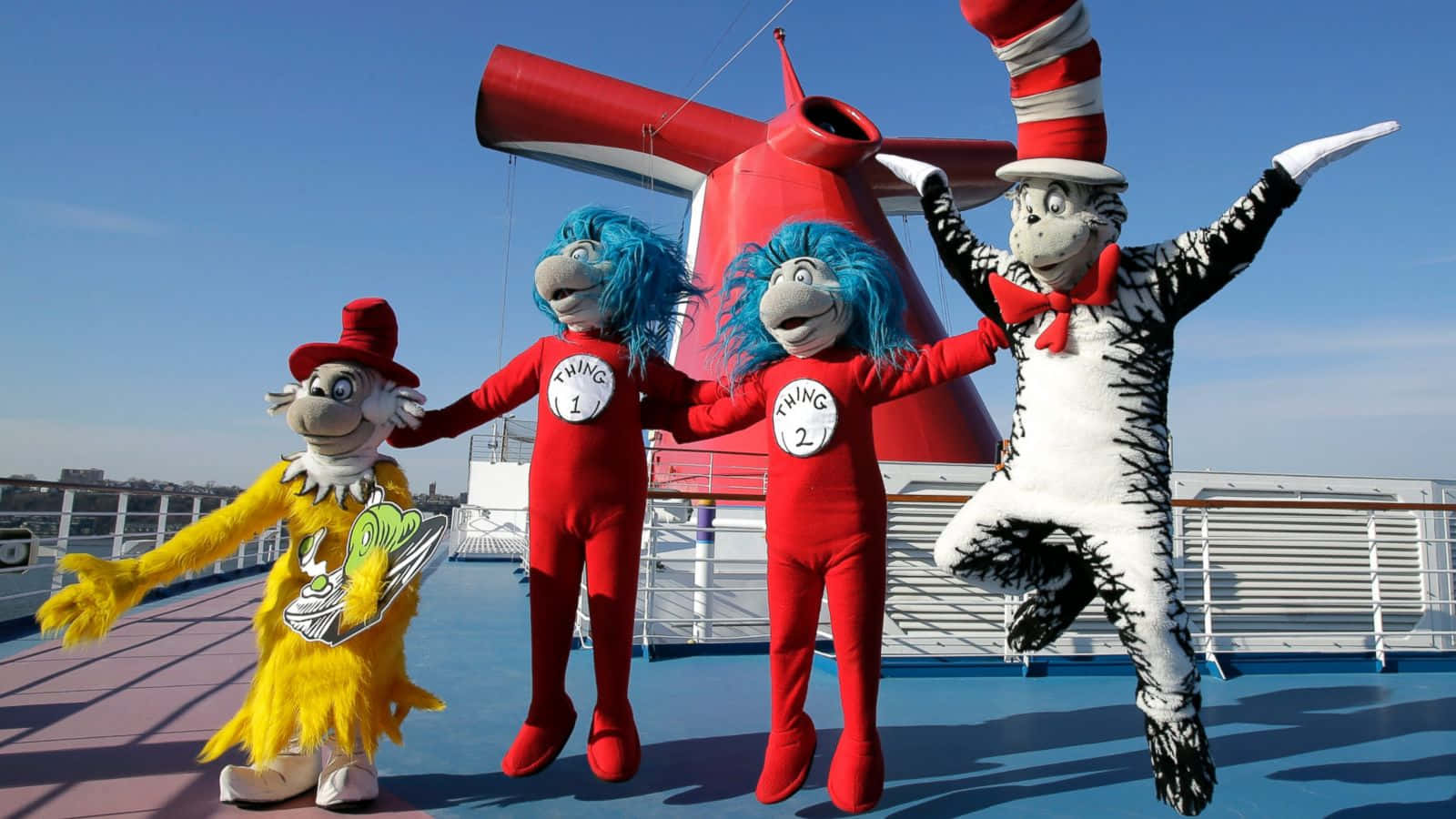 Dr Seuss Characters On Cruise Deck Background