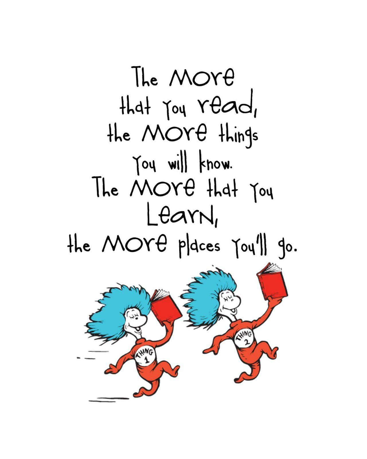 Dr Seuss Quote - The More You Learn The More Places You Go Background