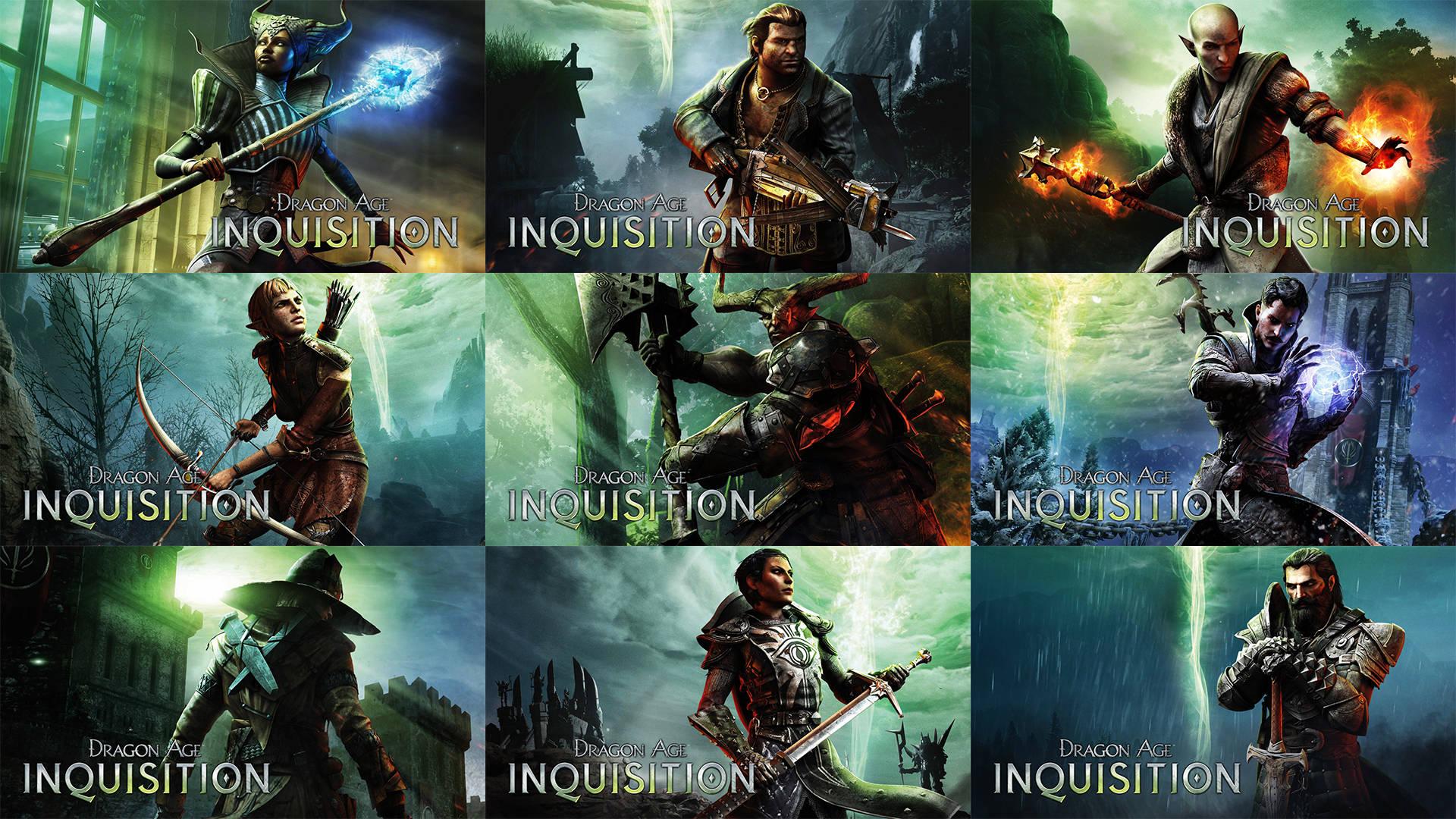 Dragon Age Inquisition Video Game Series Characters Collage Background