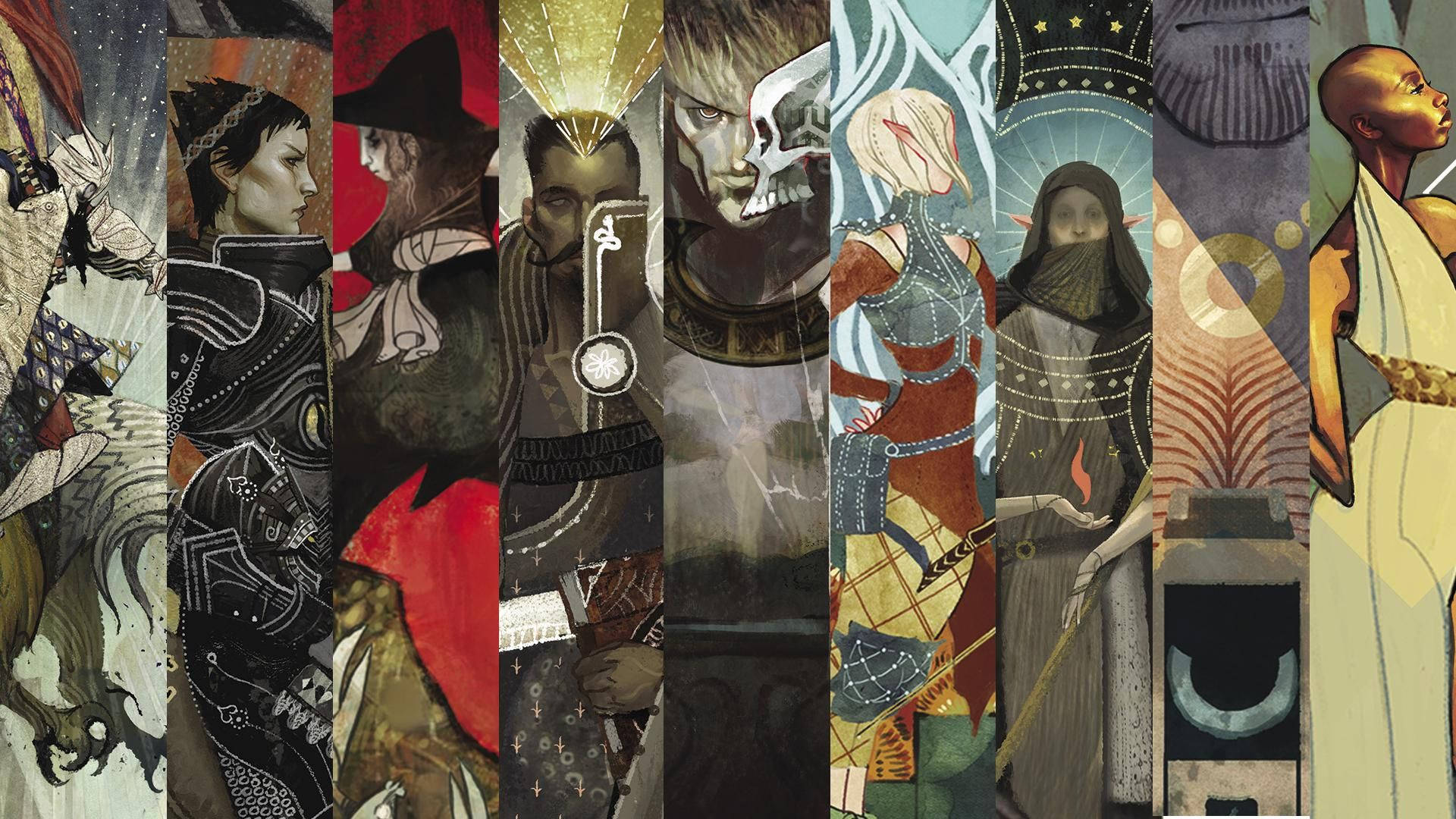 Dragon Age Inquisition Video Game Series Companions Collage Background