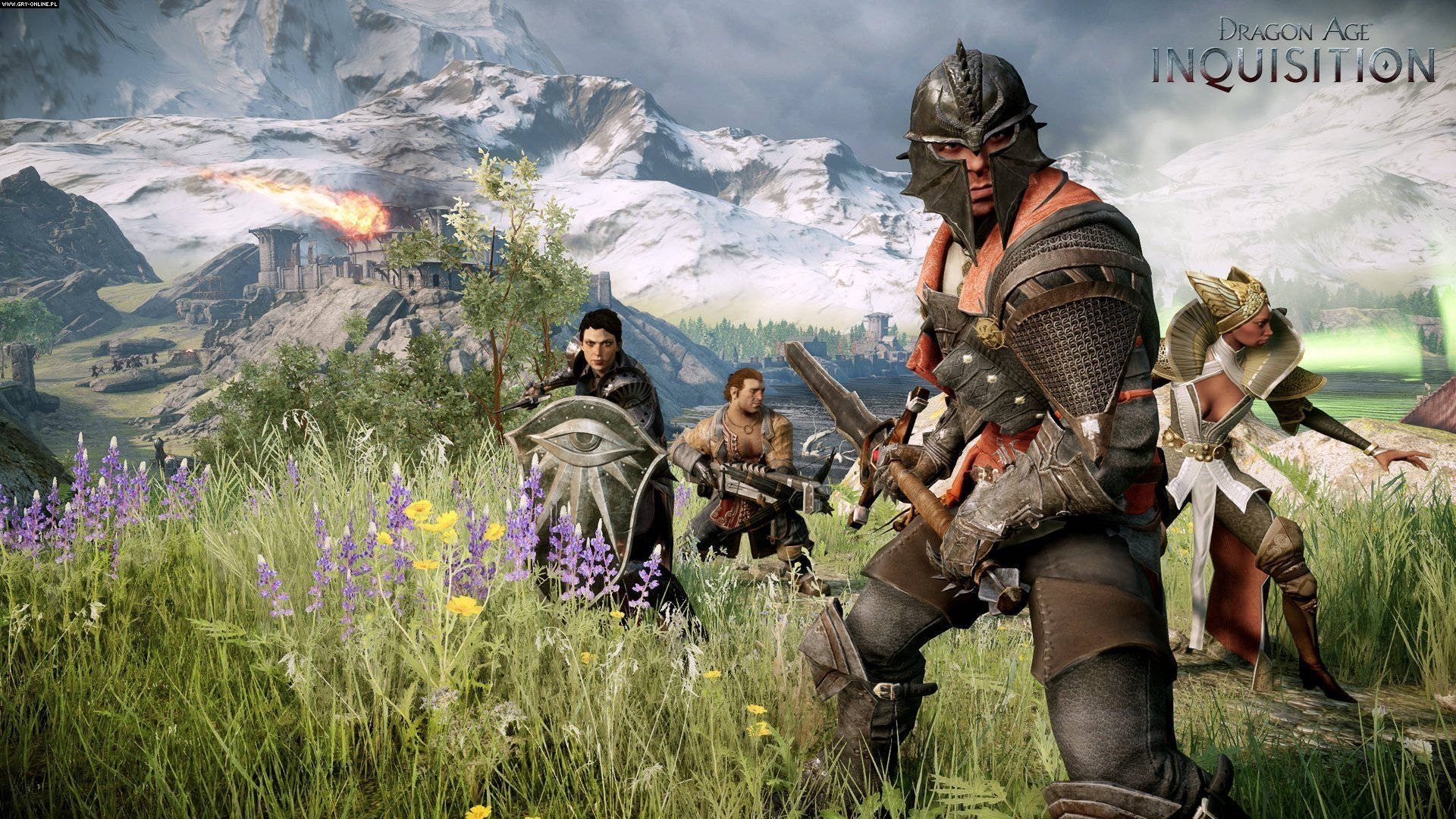 Dragon Age Inquisition Video Game Series Companions In Battle Background