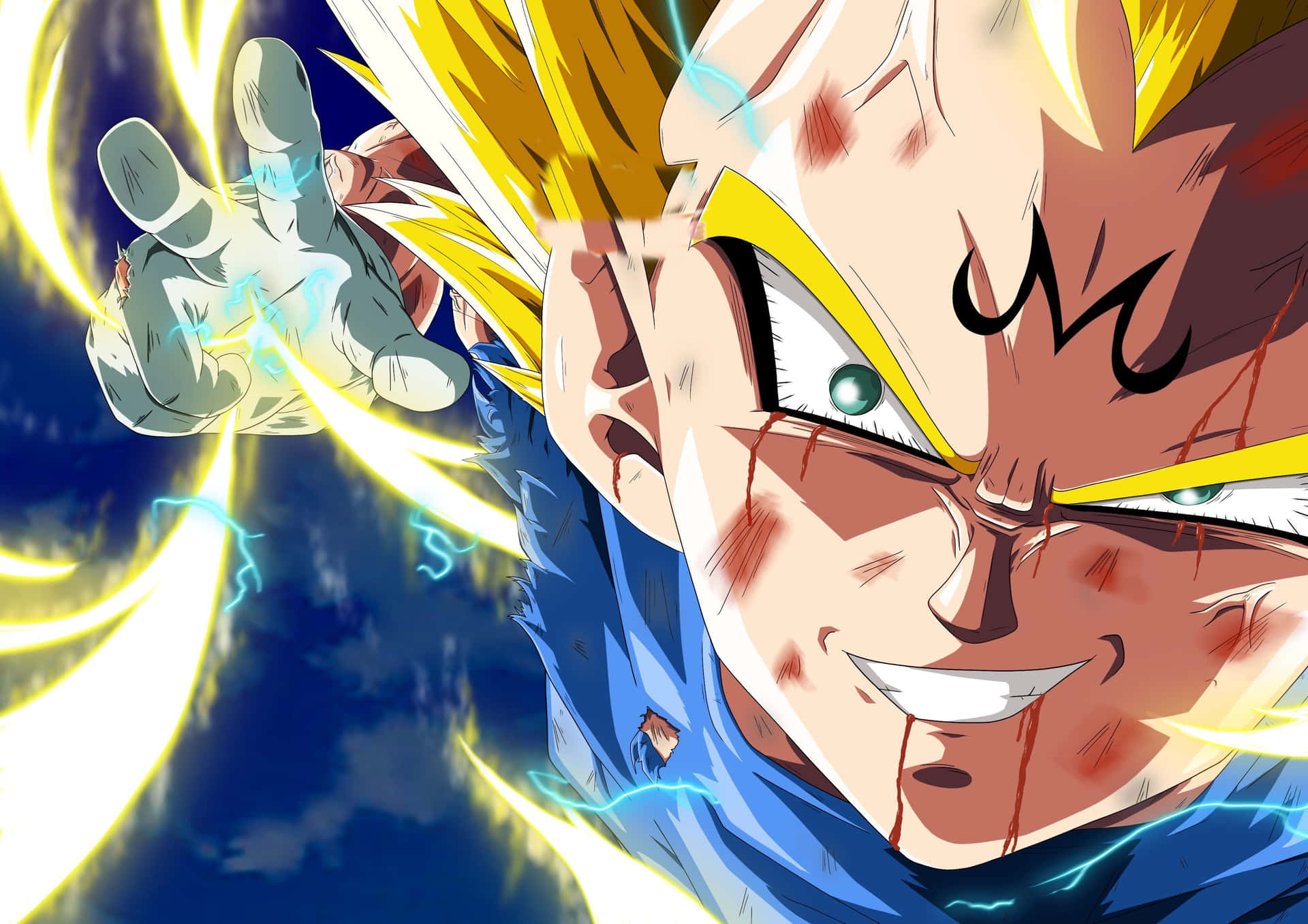Dragon Ball Charging Up Majin Vegeta Smile Background