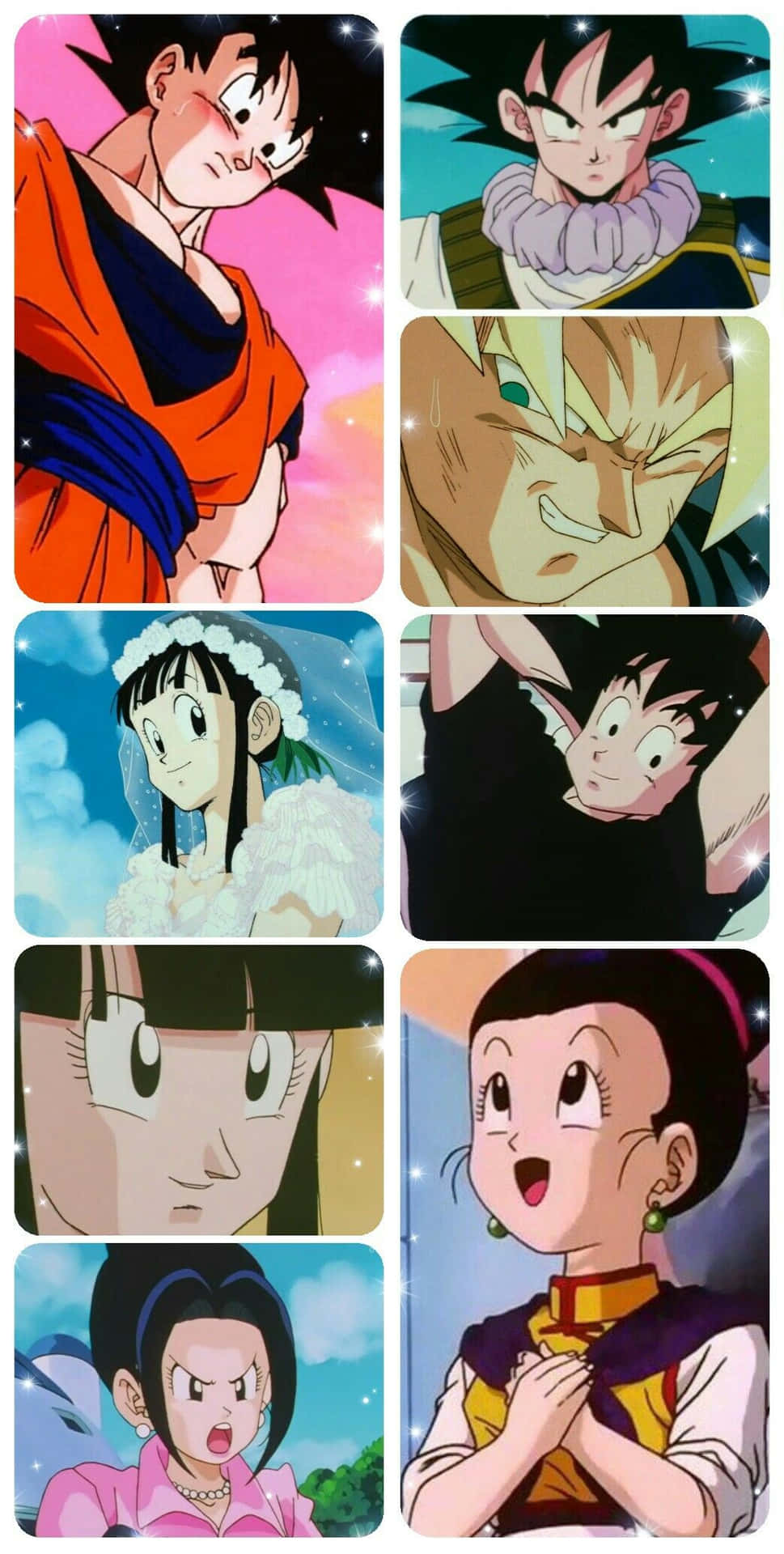 Dragon Ball Goku And Chichi Collage Background