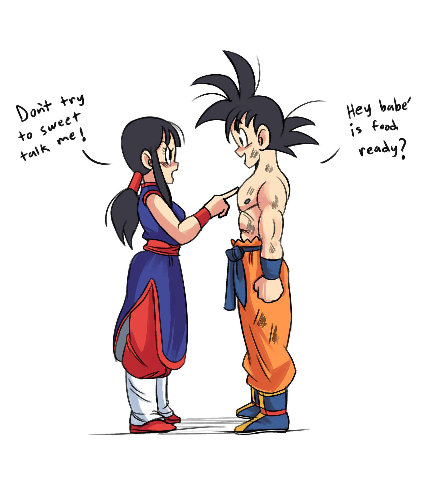 Dragon Ball Goku And Chichi Conversation Background
