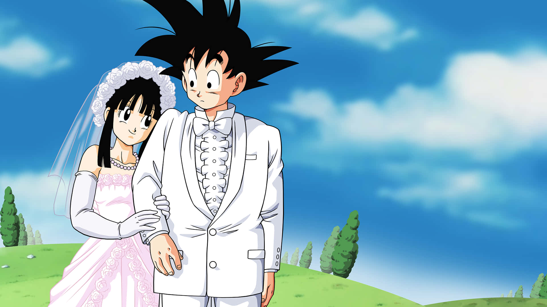 Dragon Ball Goku And Chichi Wedding Background